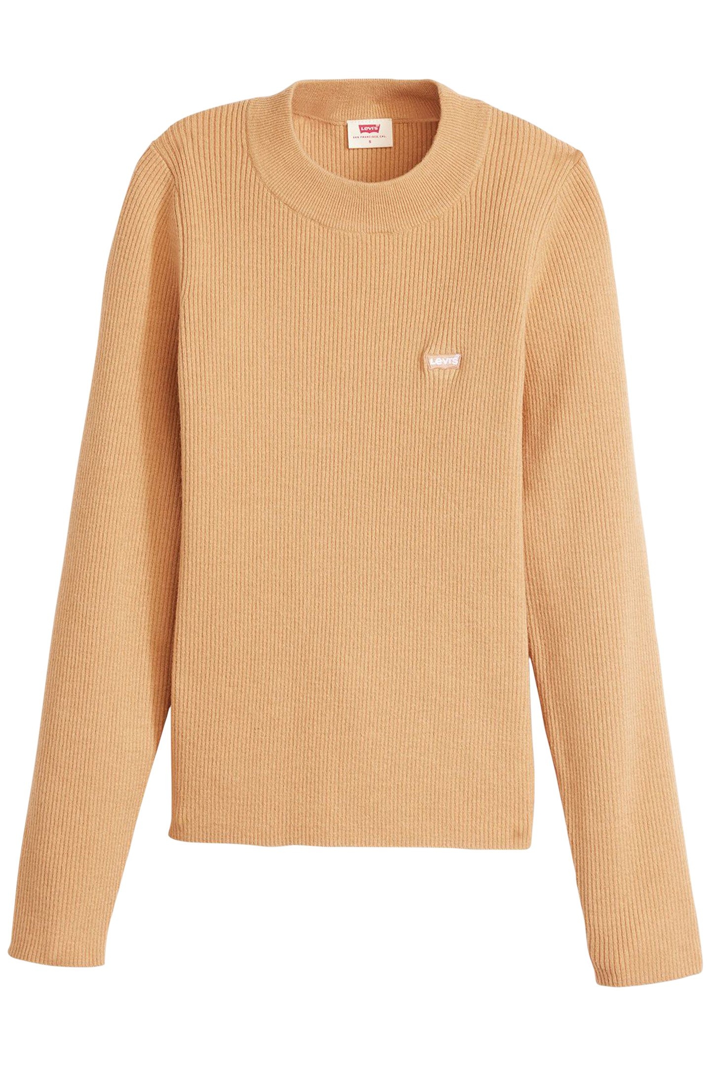 RIB CREW SWEATER TAN WOOL LIKE 3