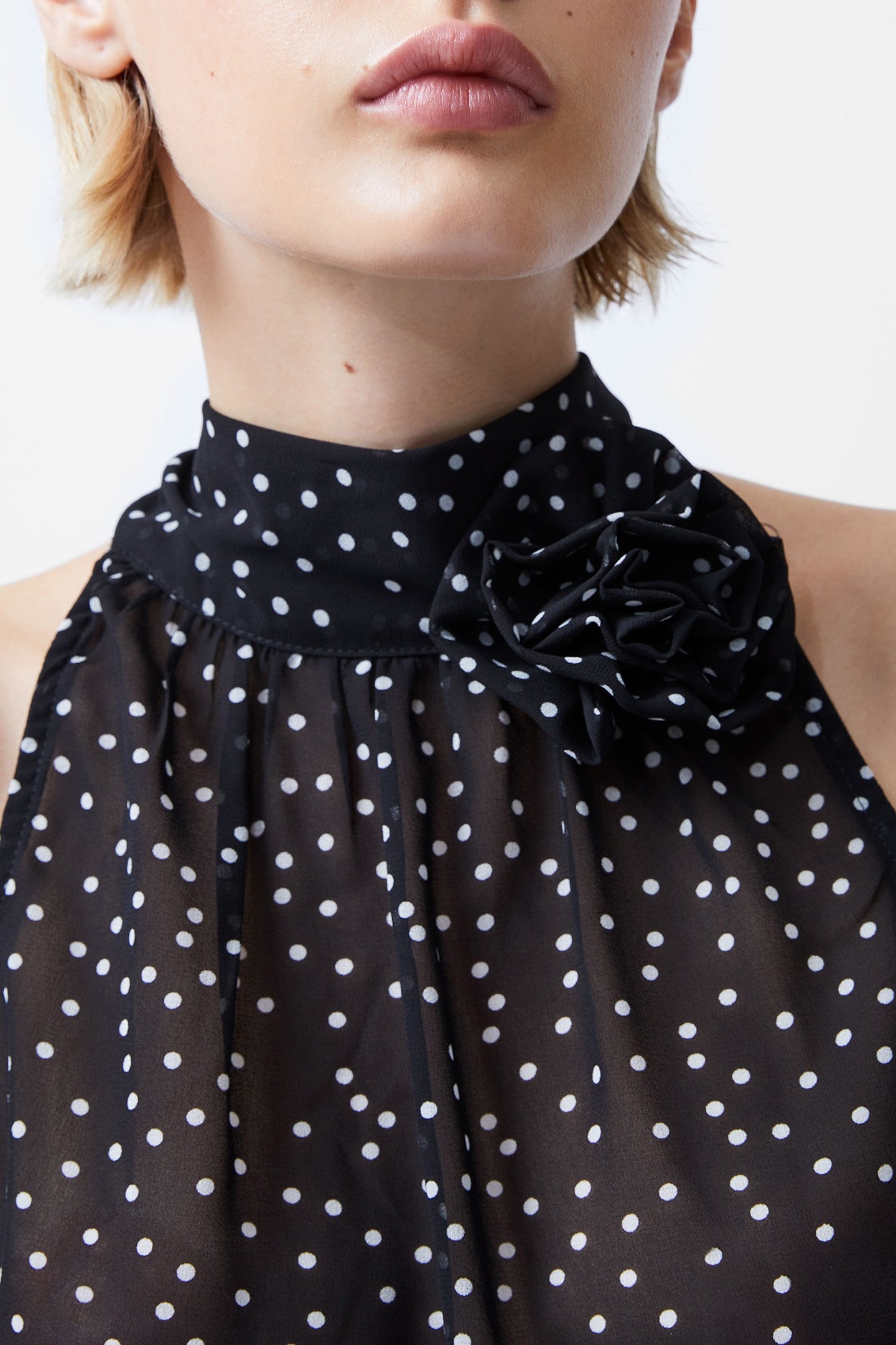 POLKA DOT ROSETTA TOP BLACK/WHITE 4