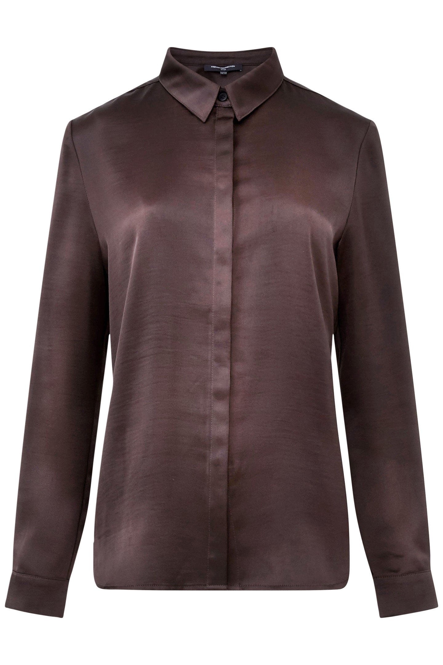 IRINA SATIN SHIRT CHOCOLATE GANACHE 4