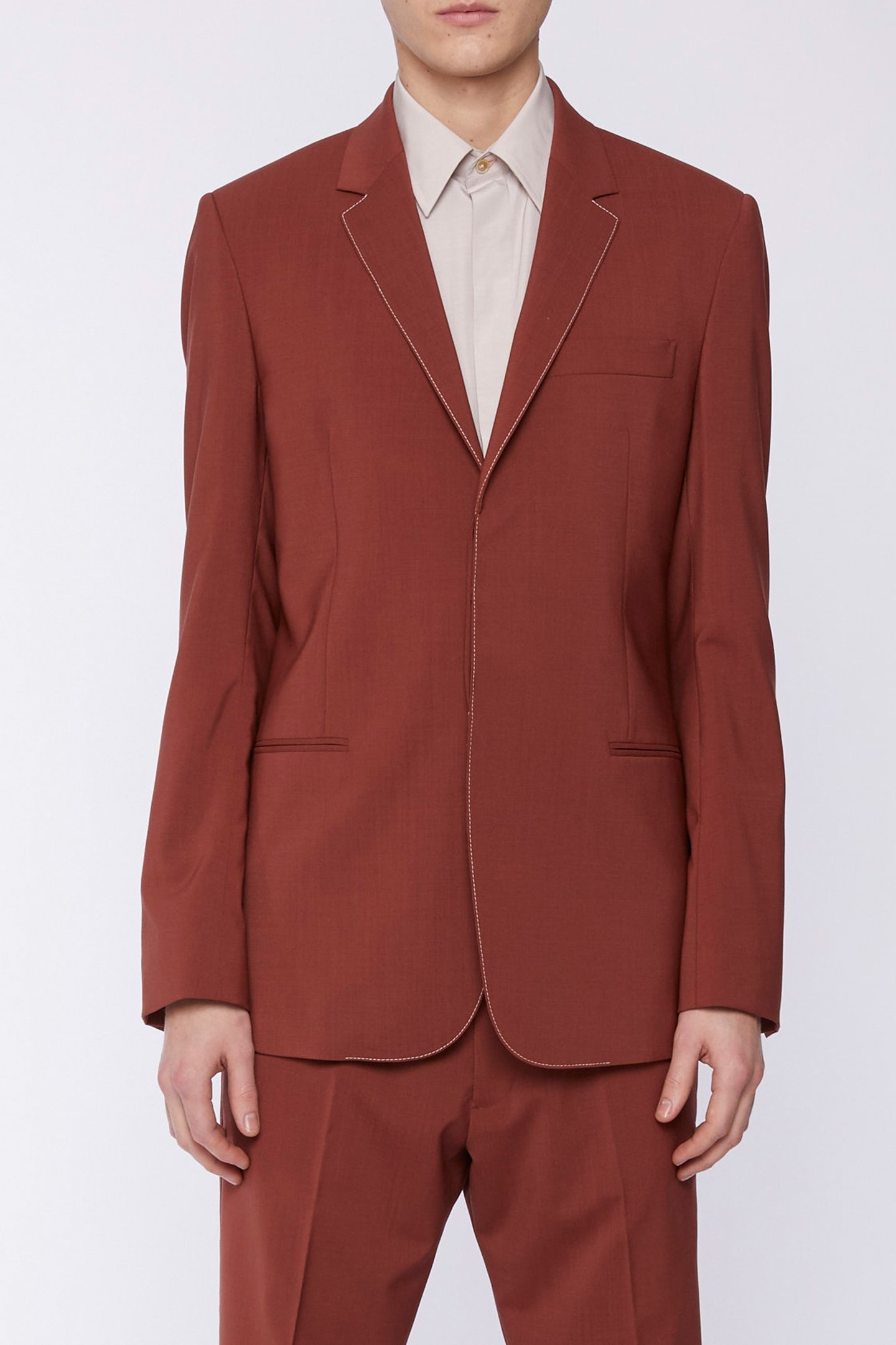 GENTS CONCEALED 2 BTN JACKET BRICK RED 1