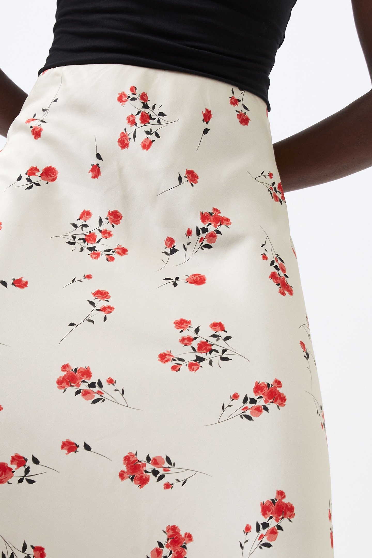 FLORAMOUR ENNIS SATIN LONG SKT CLASSIC CRM MUL 4