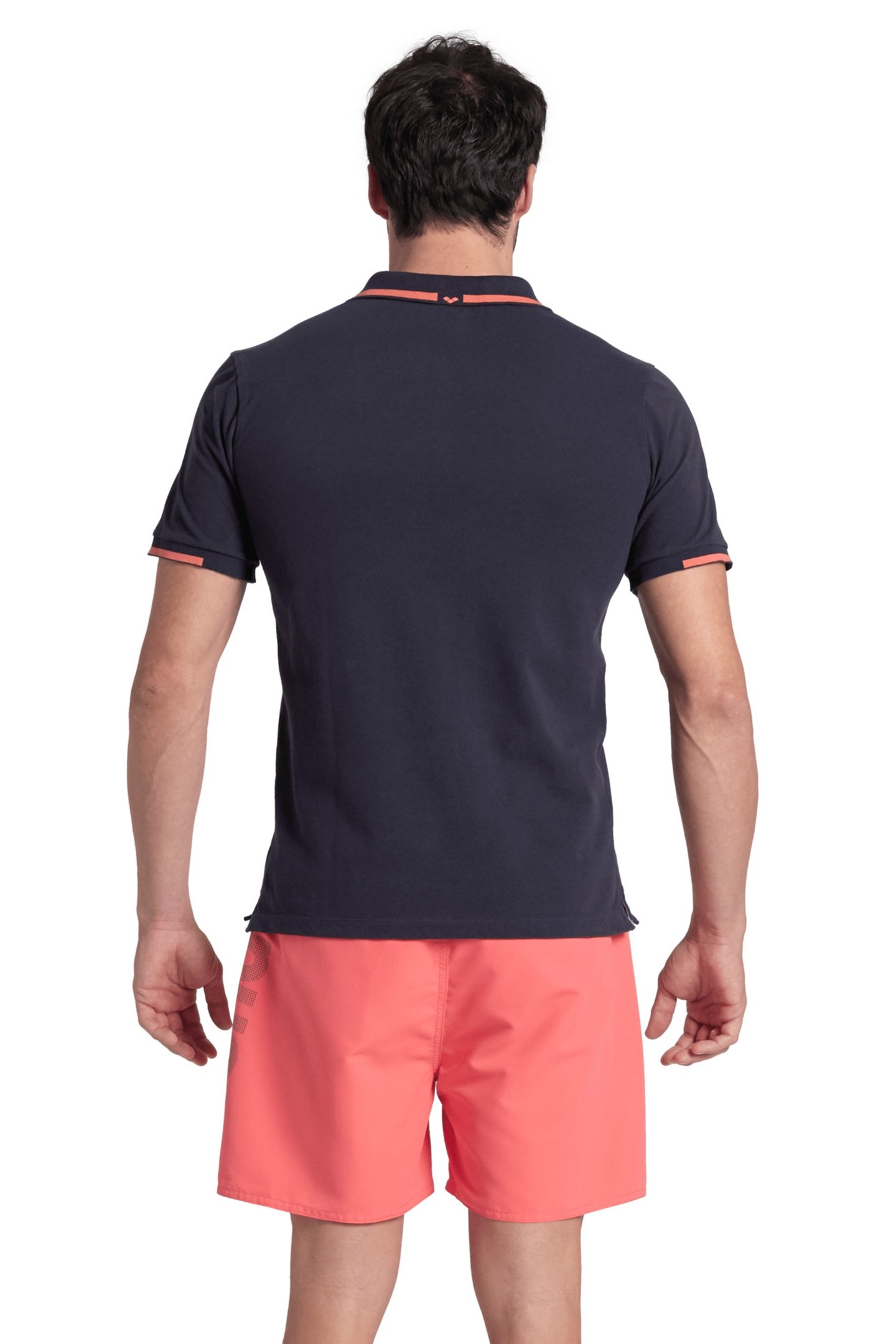 MEN'S POLOSHIRT ARENA TRIM COTTON PIQUET NAVY-CALYPSO CORAL 2