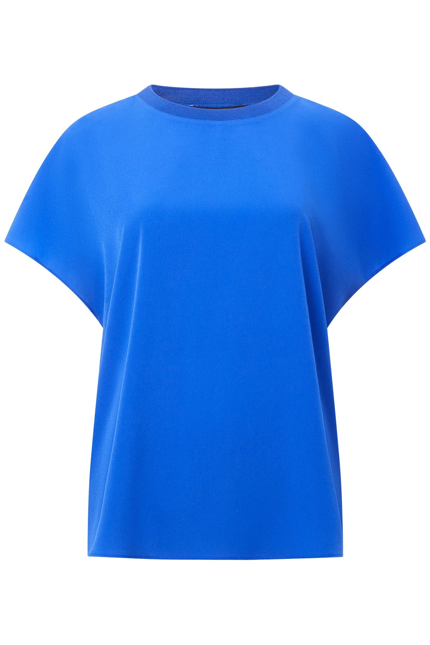 CREPE LIGHT CREW NECK TOP SAPPHIRE BLUE 3