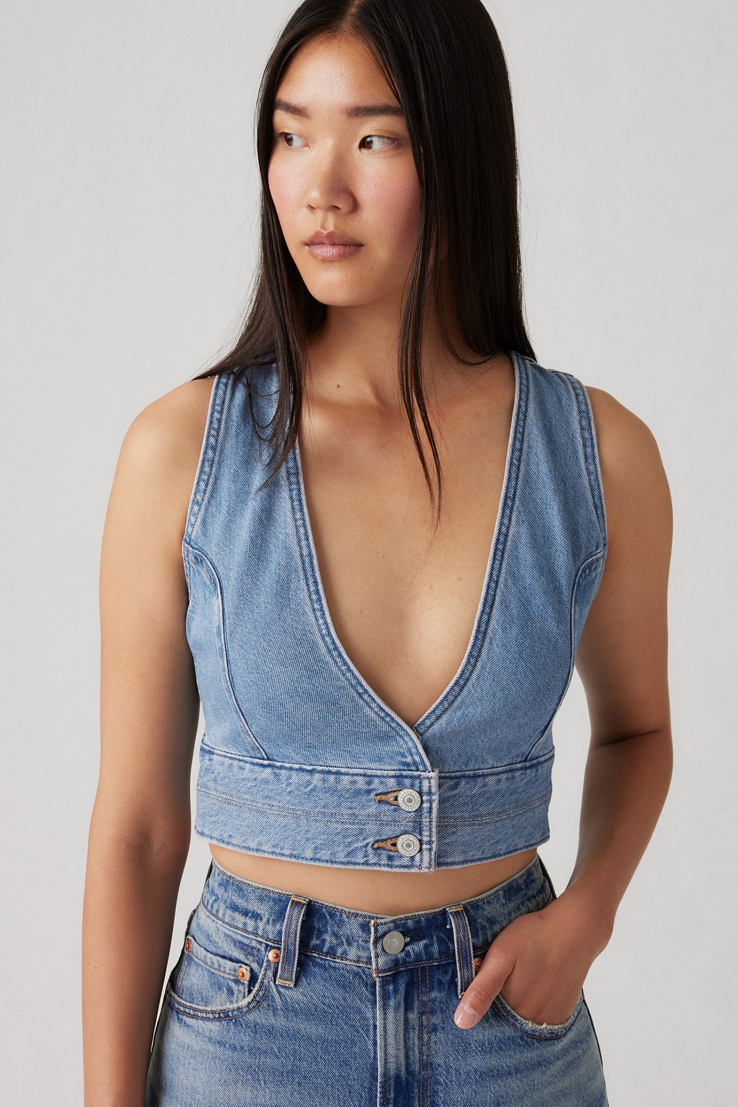 RAINE DENIM CROP TOP CHECK YOURSELF 2 4