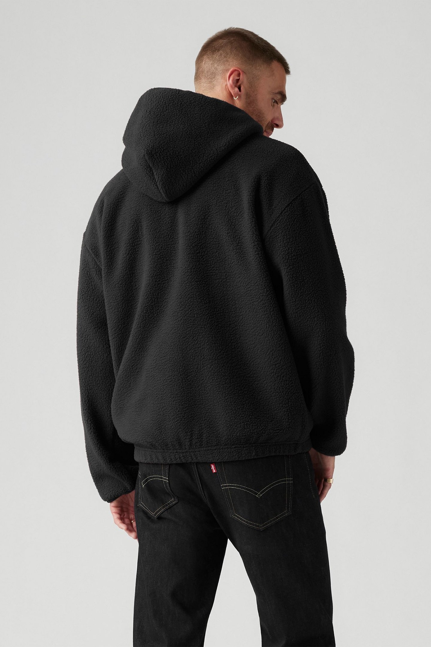 HOODED SHERPA PULLOVER JET BLACK 2