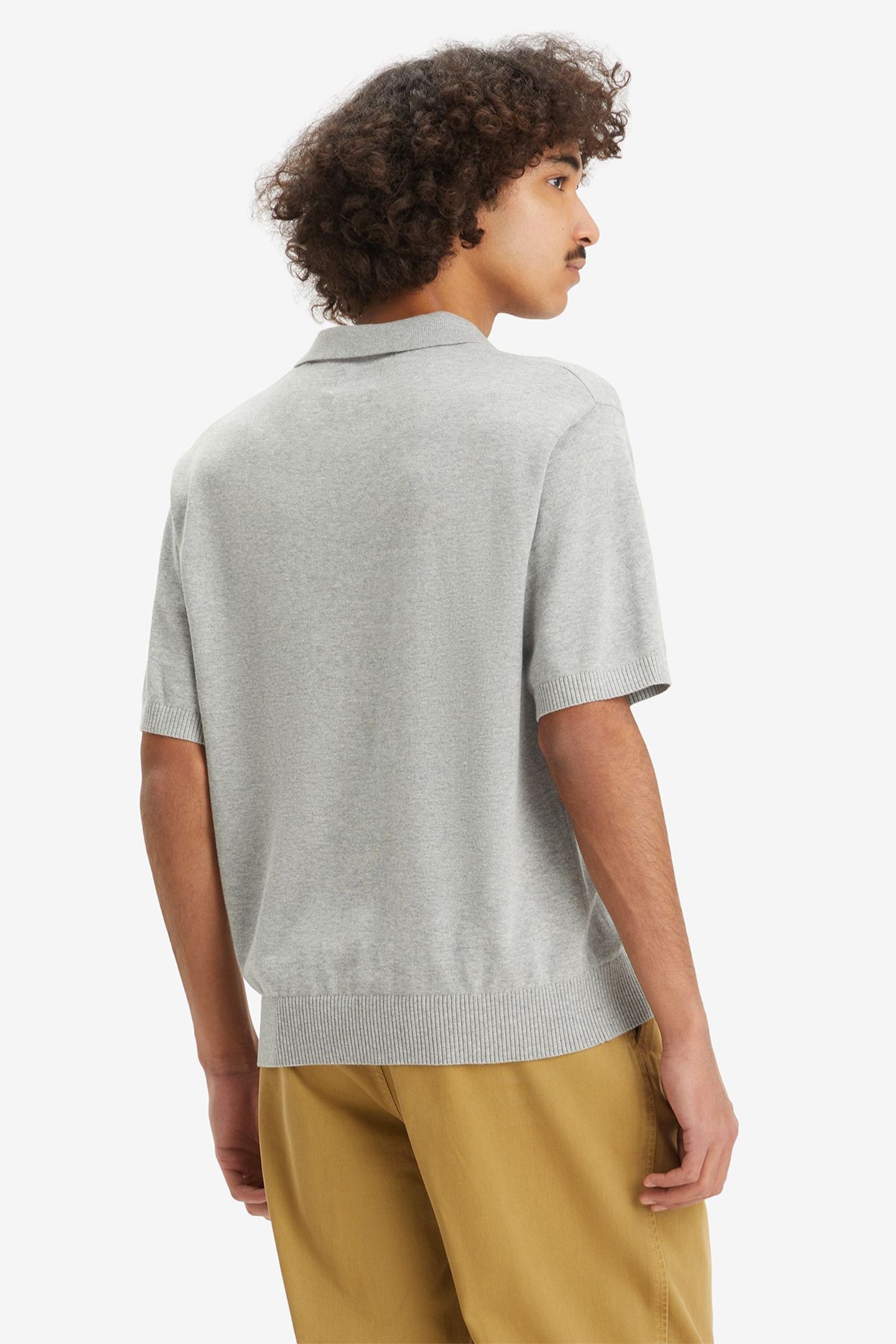 SWEATER KNIT POLO MID TONE GREY HEATHER 2