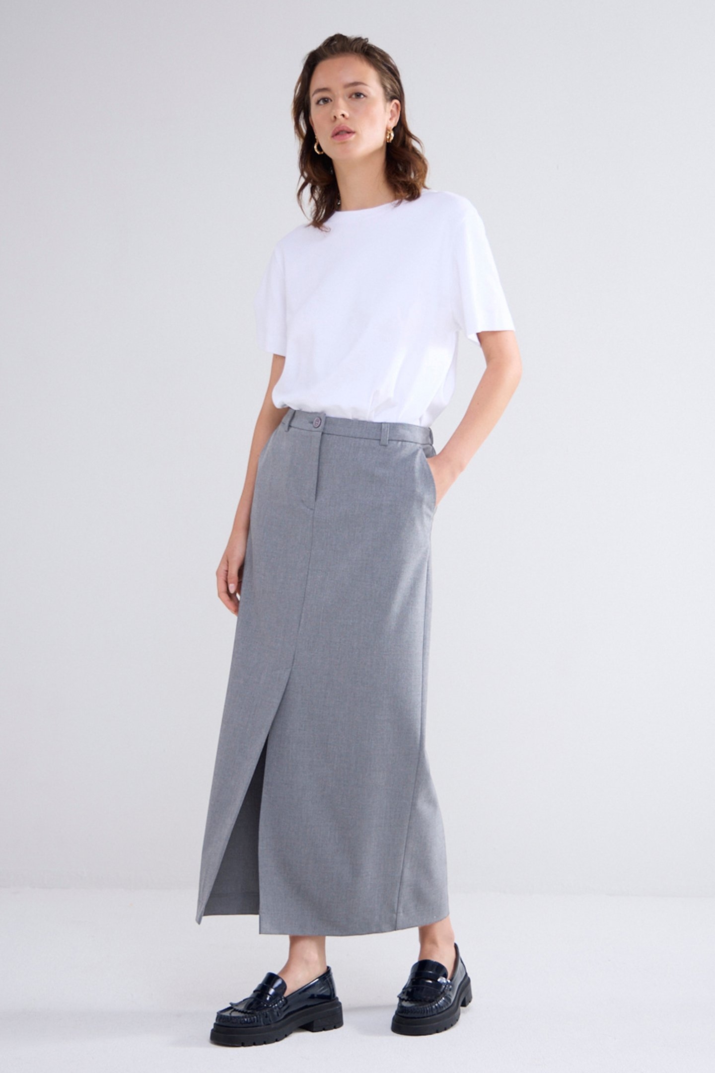 SKIRT VISCOSE BLEND STRETCH GREYS 2