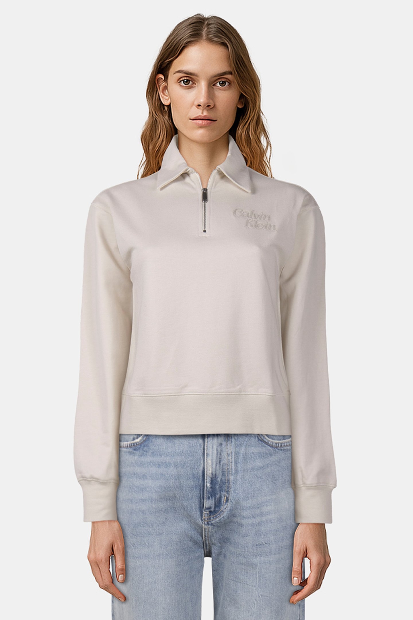 LS FRENCH TERRY POLO BONE WHITE 1