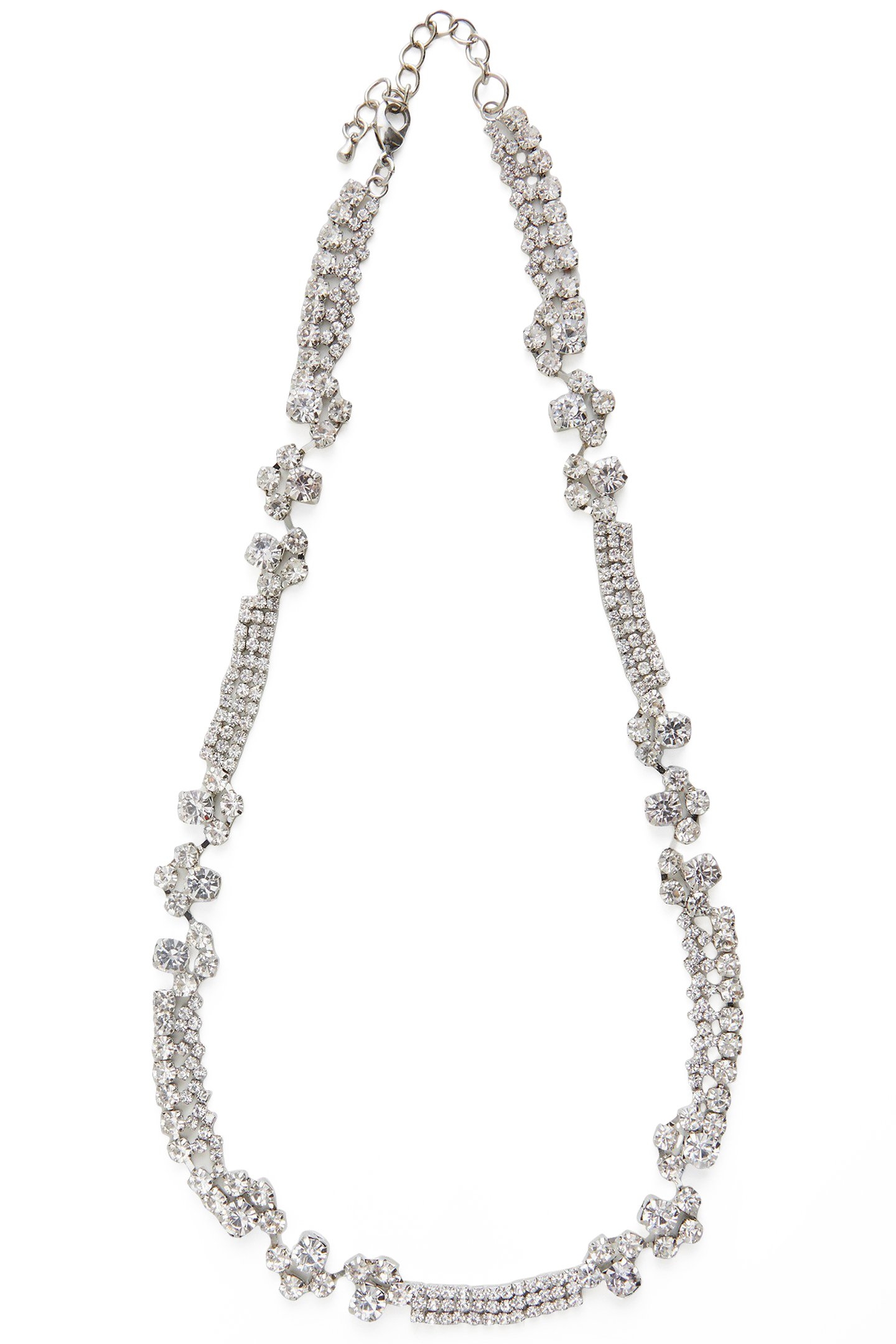 MIXED PATTERN DIAMENTE NECKLAC SILVER/DIAMANTE 1