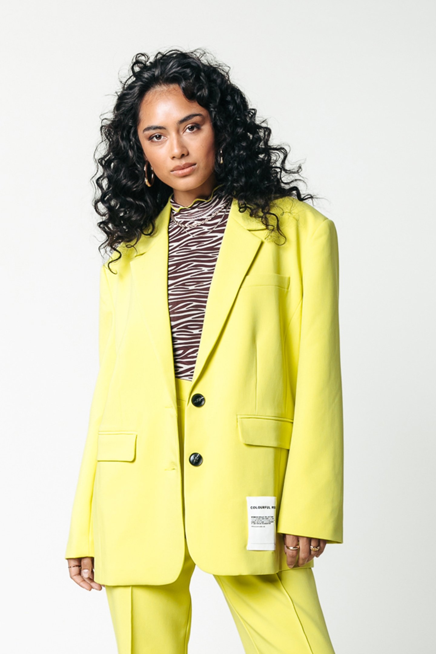 GEMMA SINGLE BREASTED OVERSIZED BLAZER NEON LIME 1