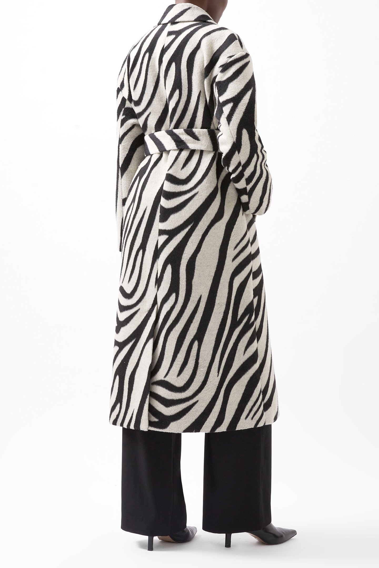 GRACE ZEBRA BELTED COAT BLACK WHITE 2