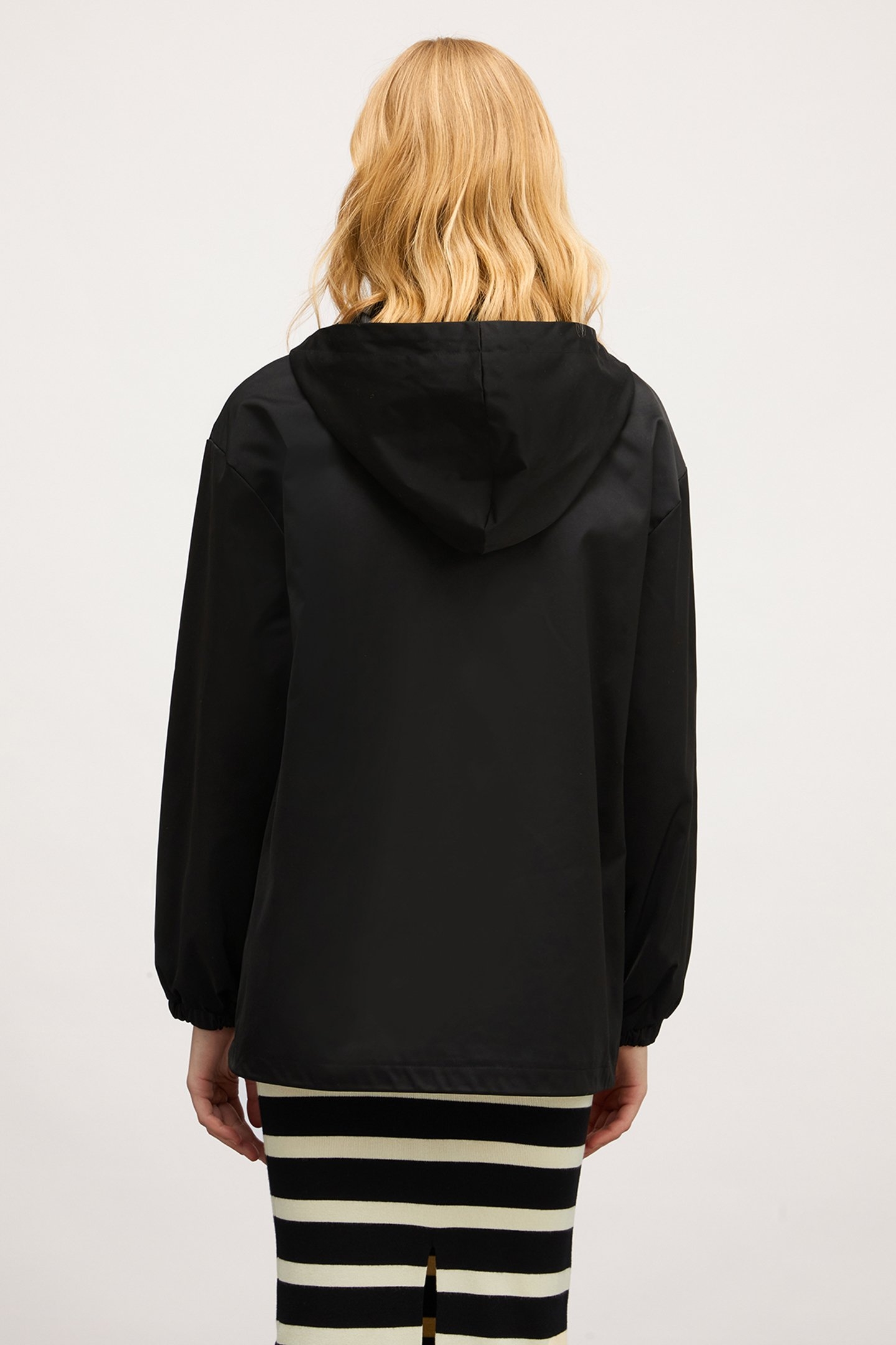 JACKET WITH SATIN EFFECT HOOD BLACK 2