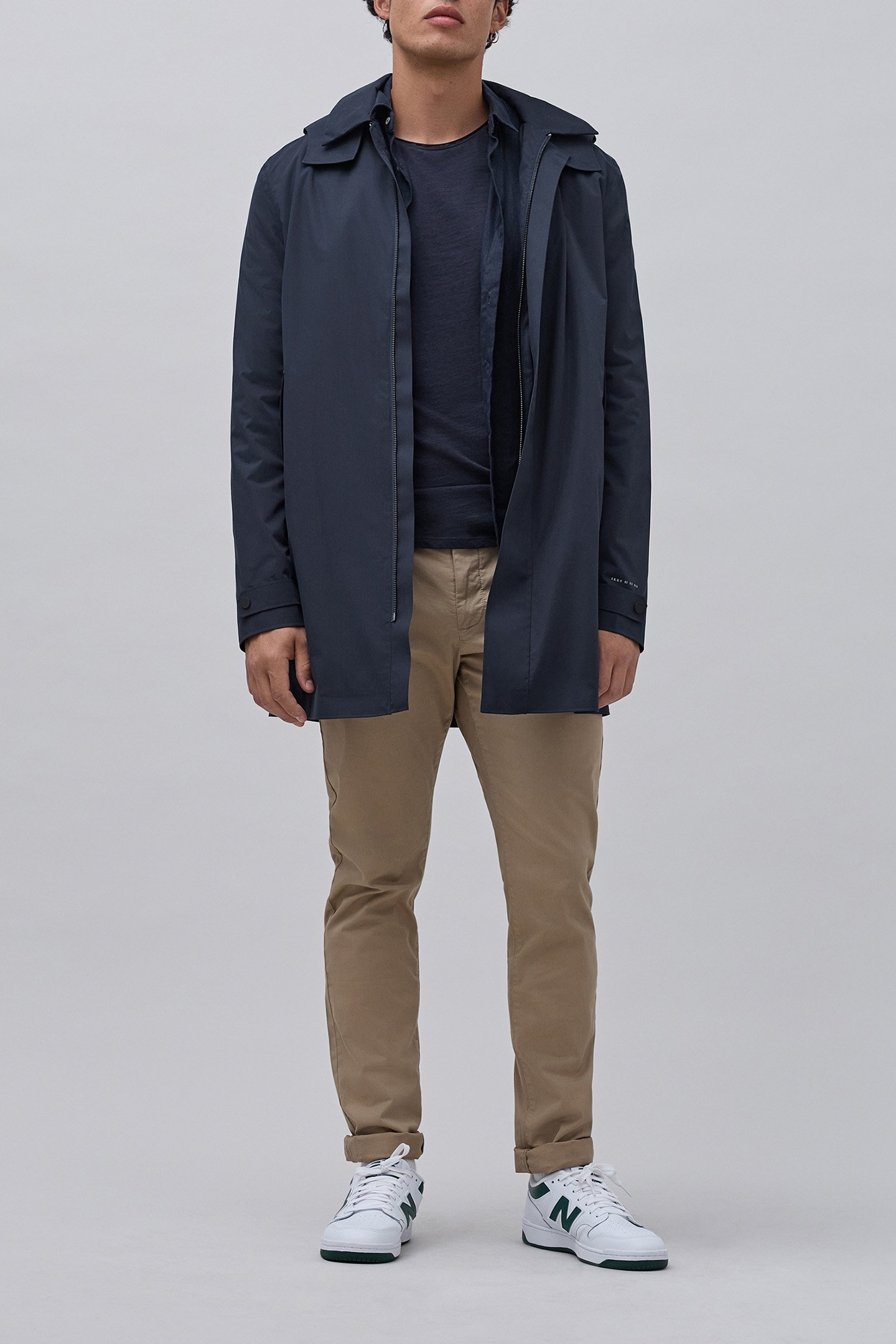 NAVY TRENCH COAT WITH DETACHABLE HOOD 3