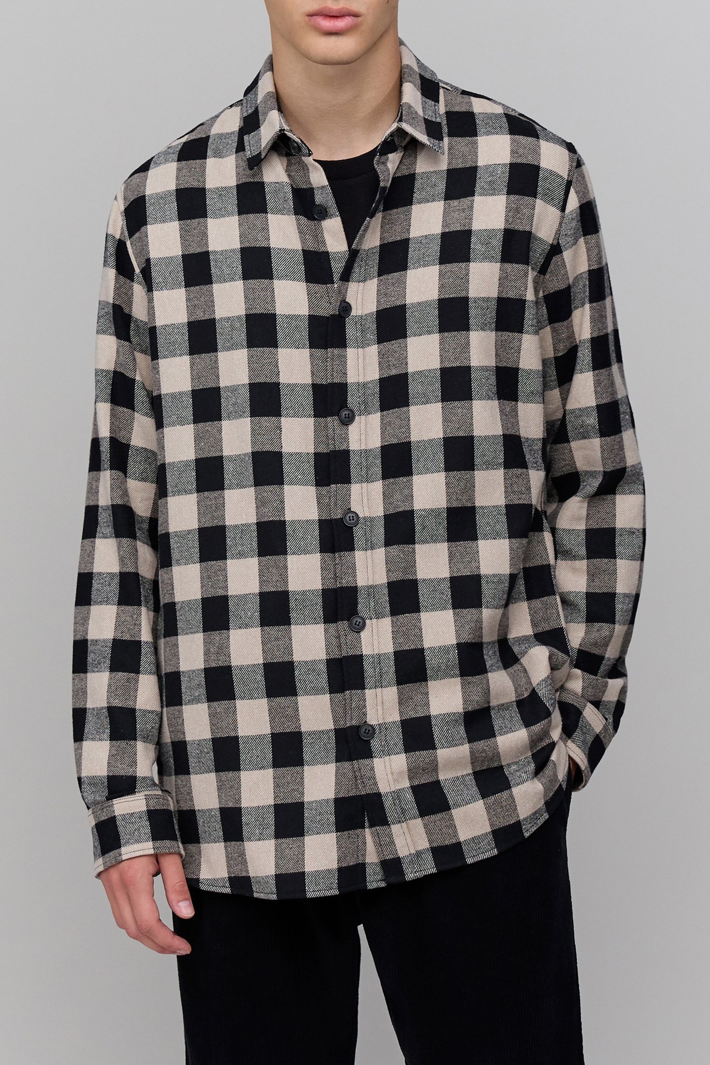 BLACK SHIRT LENZING™ ECOVERO™ CHECK HOMME 1