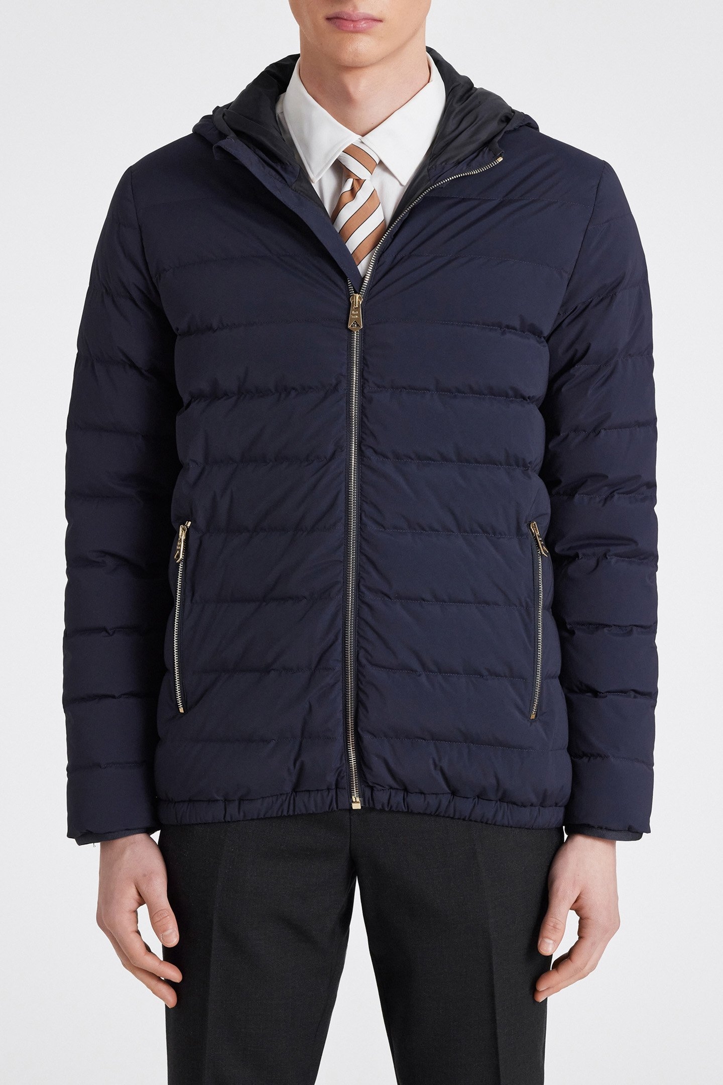 MENS DOWN HOODED JACKET VERY DARK NAVY 1