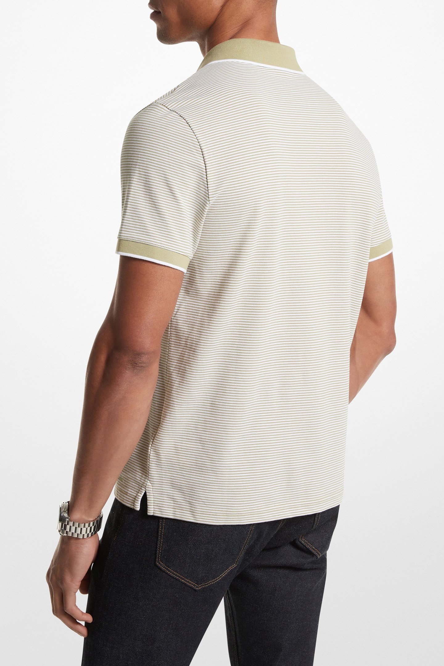 TEXTURED CASUAL POLO SHIRT IN LIGHT SAGE 2