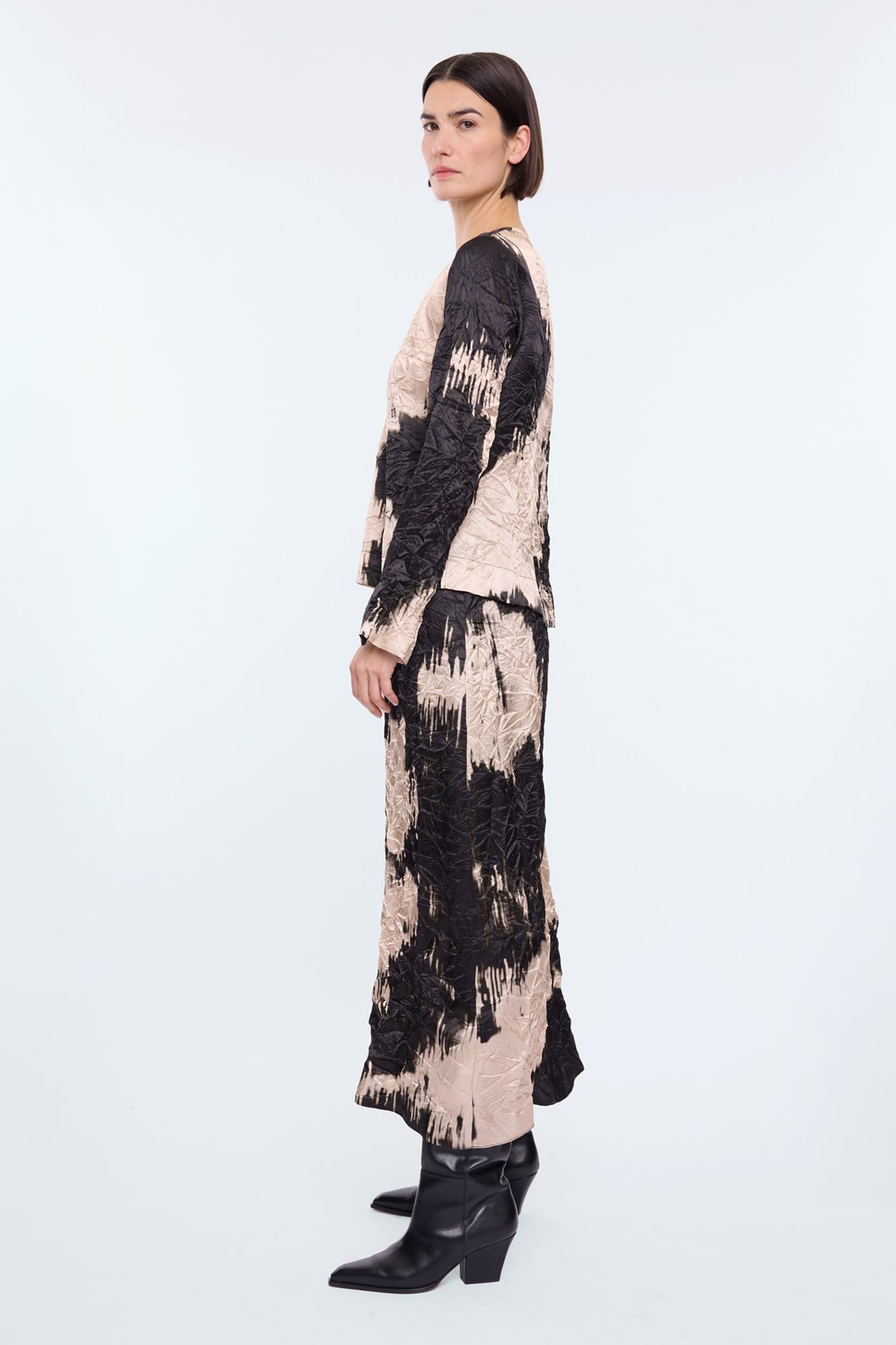 WRINKLE CHAMPAGNE SKIRT CHAMPAGNE/BLACK 5