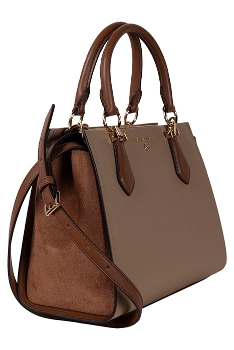 MEDIUM SATCHEL BAG IN CAMEL AND TAN 5