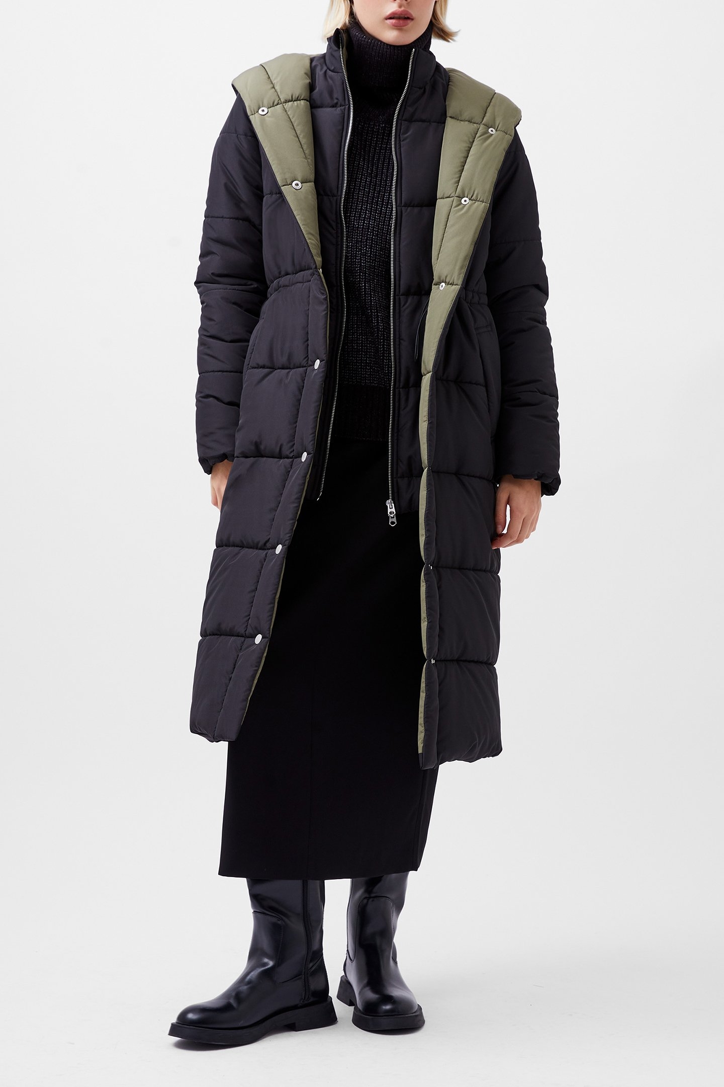 AUDEN DOUBLE FRONT PUFFER JACK BLACKOUT/TARMAC KHAK 1