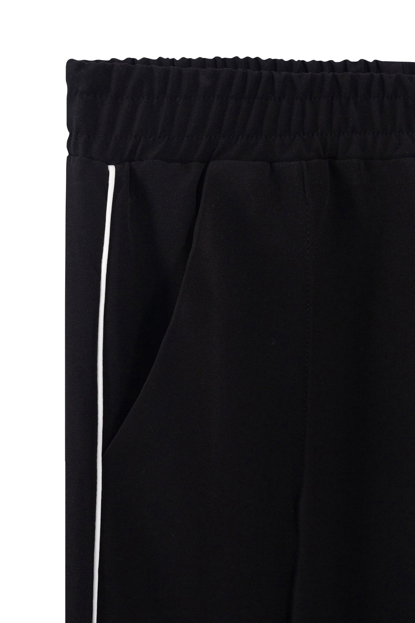 BLACK WIDE-LEG PANTS WITH ECRU BIAS ON SIDES FOR GIRLS 4