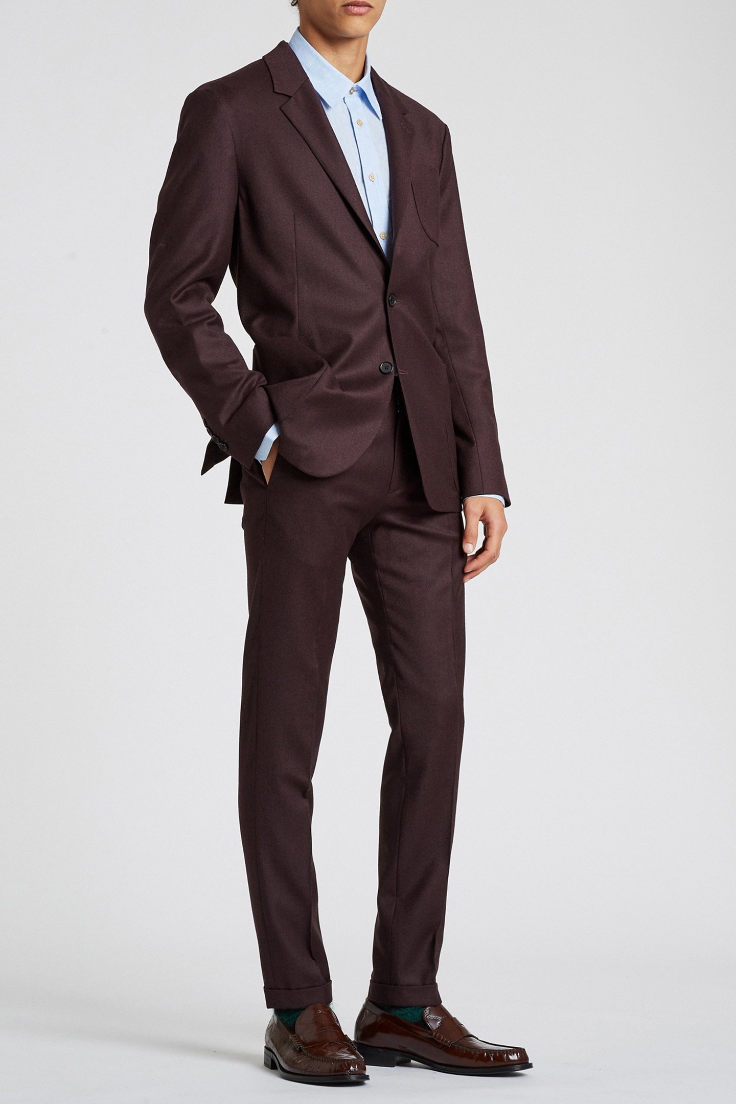 2 BUTTON PATCH POCKET JACKET VERY DARK RED 3