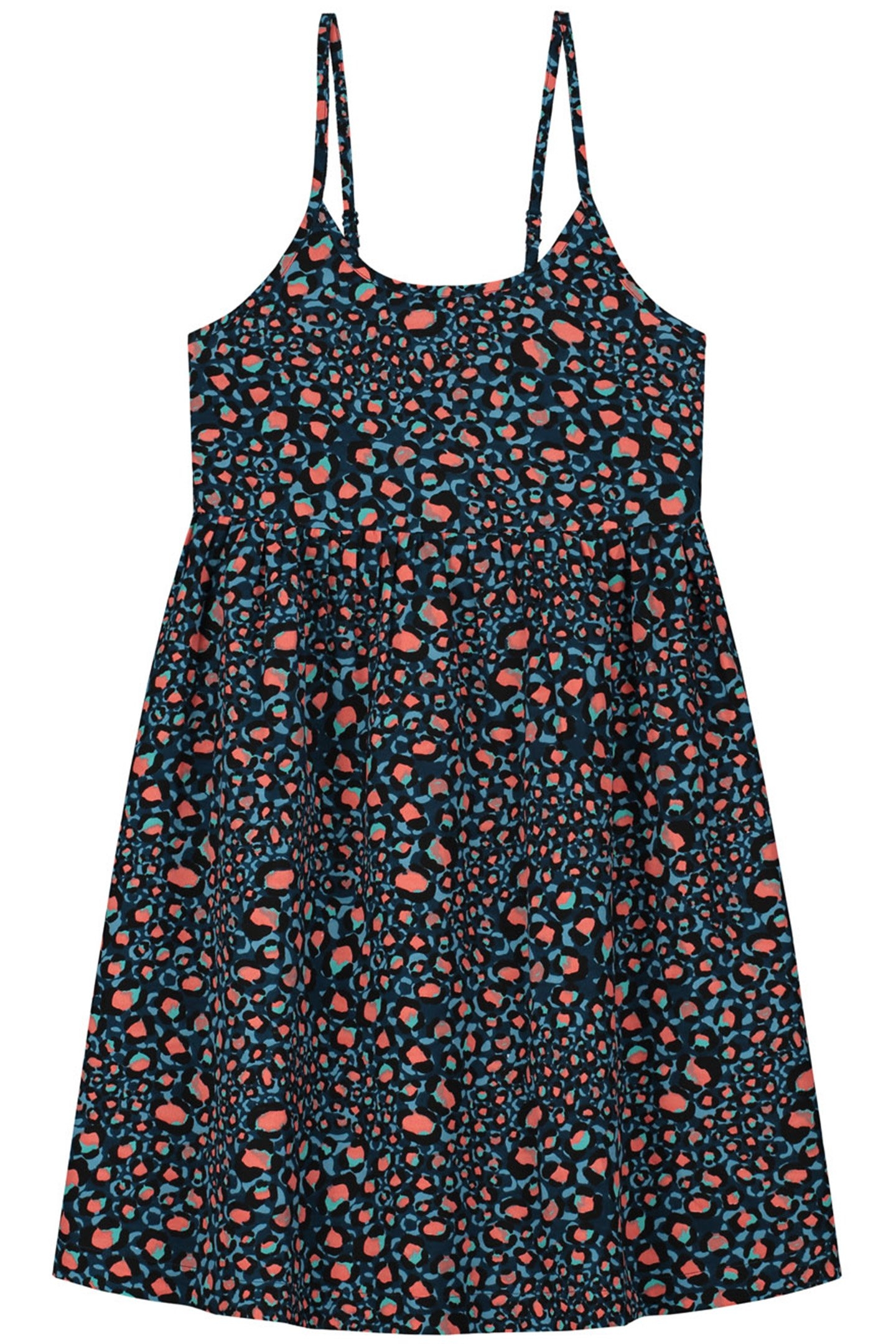 GIRLS LEOPARD SPOT SEVILLE DRESS POSEIDON BLUE 1