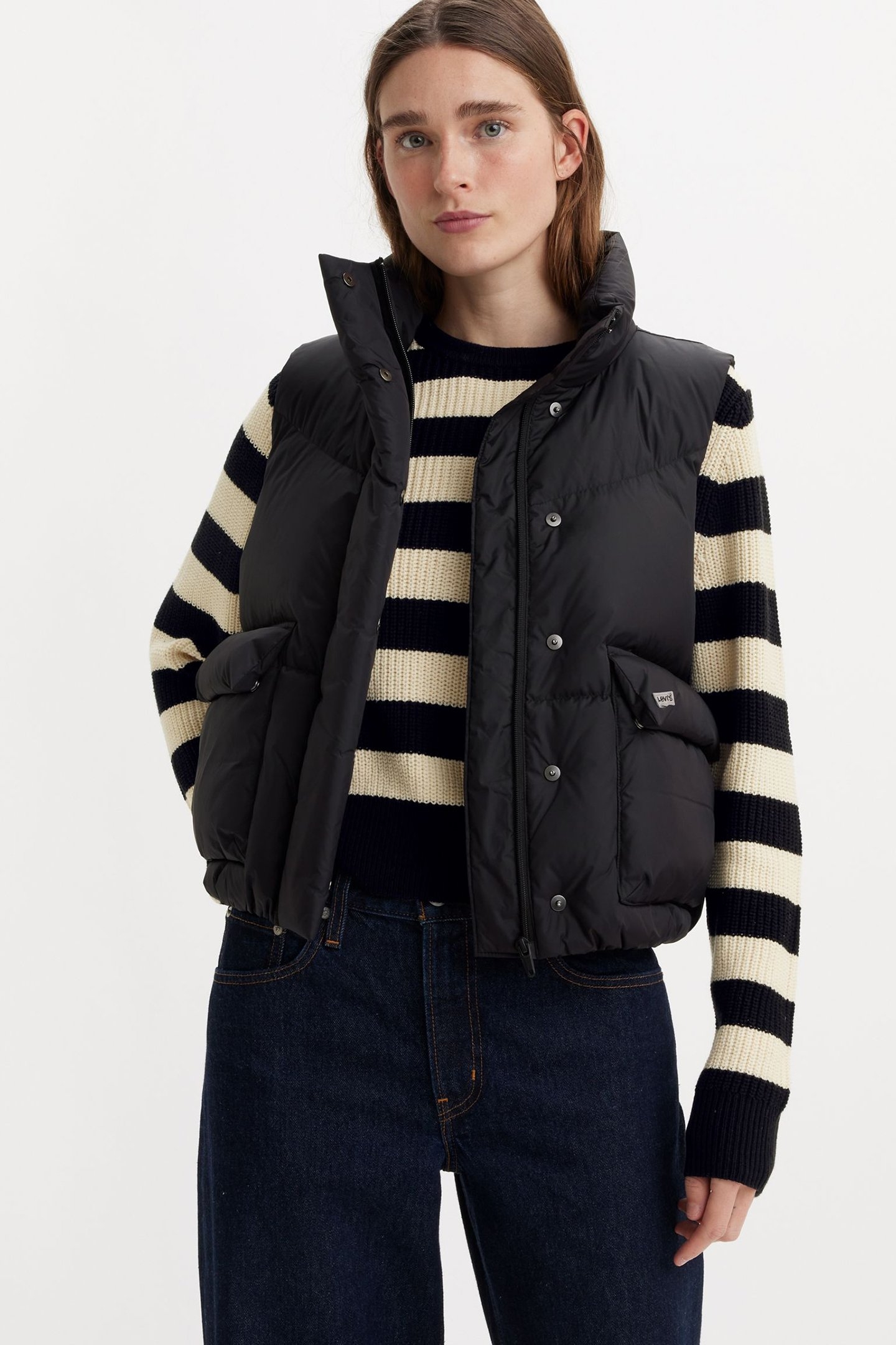 WESTERN BUBBLE PUFFER VEST IN CAVIAR 4