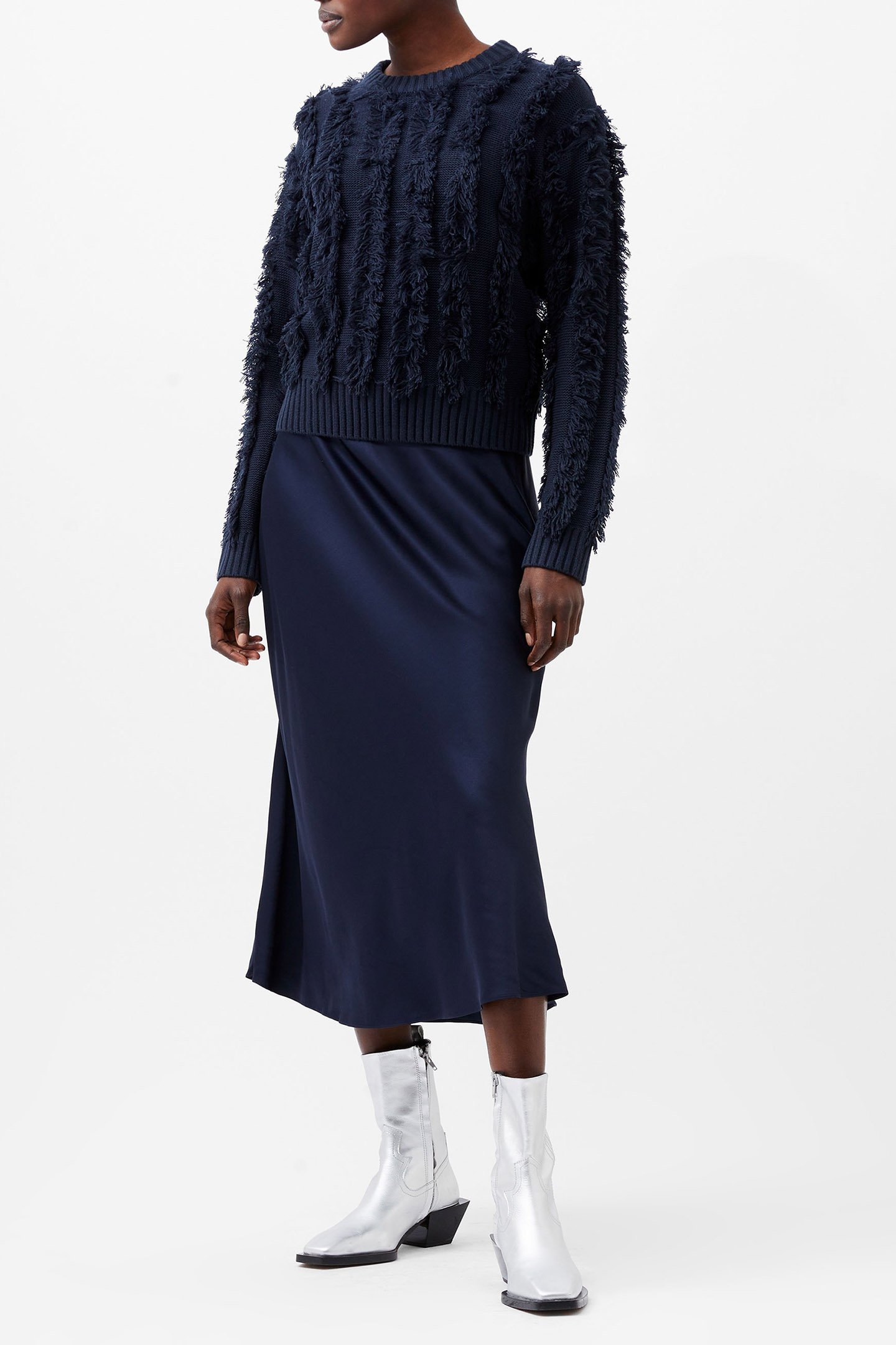 MALIKA FRINGED JUMPER MARINE 1