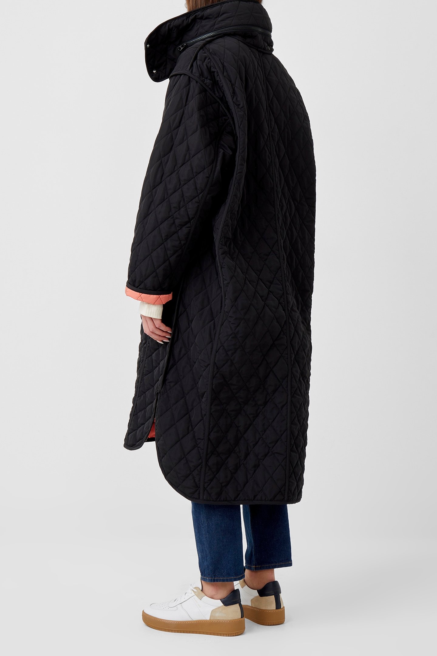 ARIS QUILT L/S OVERSIZED COAT BLACK/EMBERGLOW 2