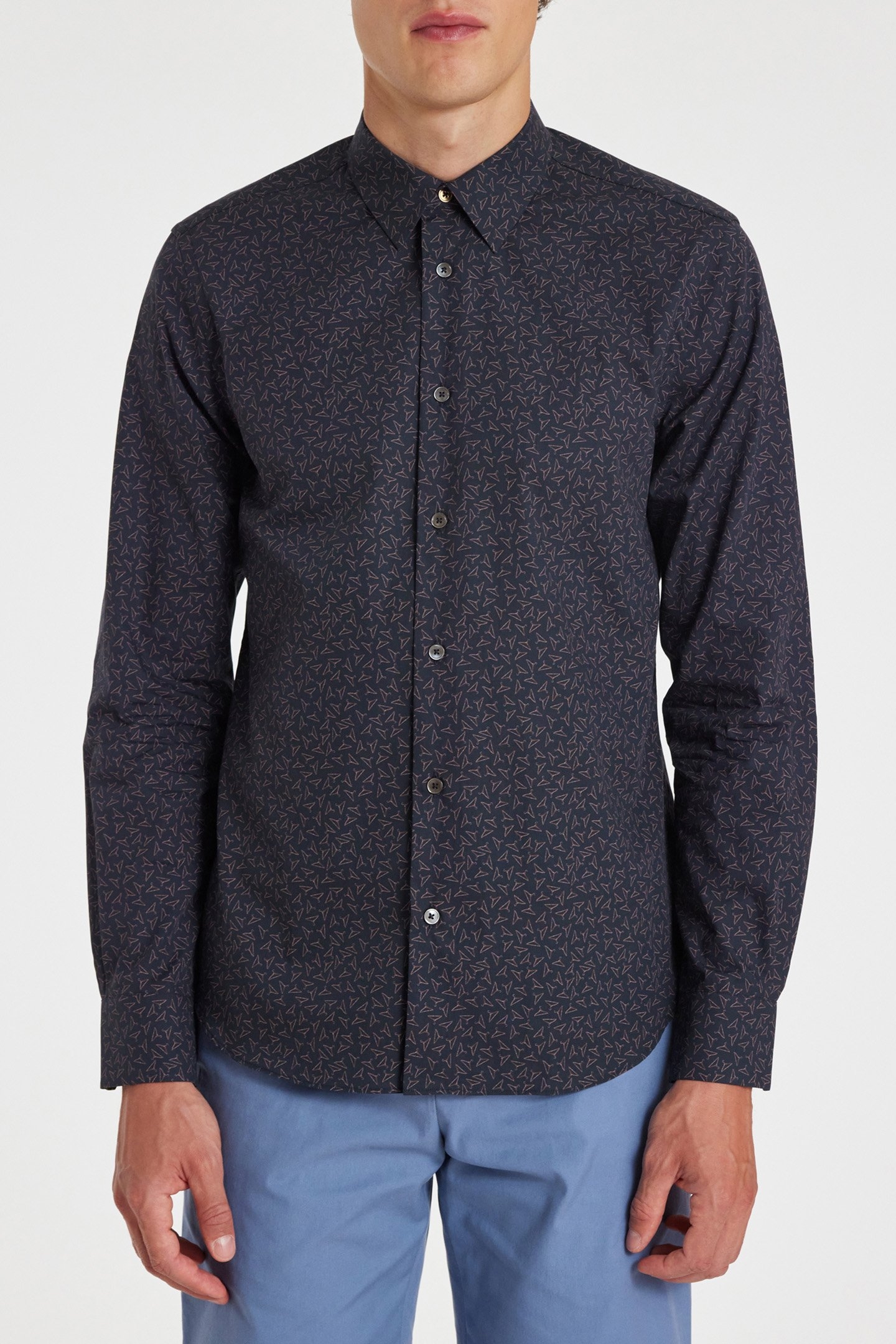 S/C SLIM FIT SHIRT NAVY 1