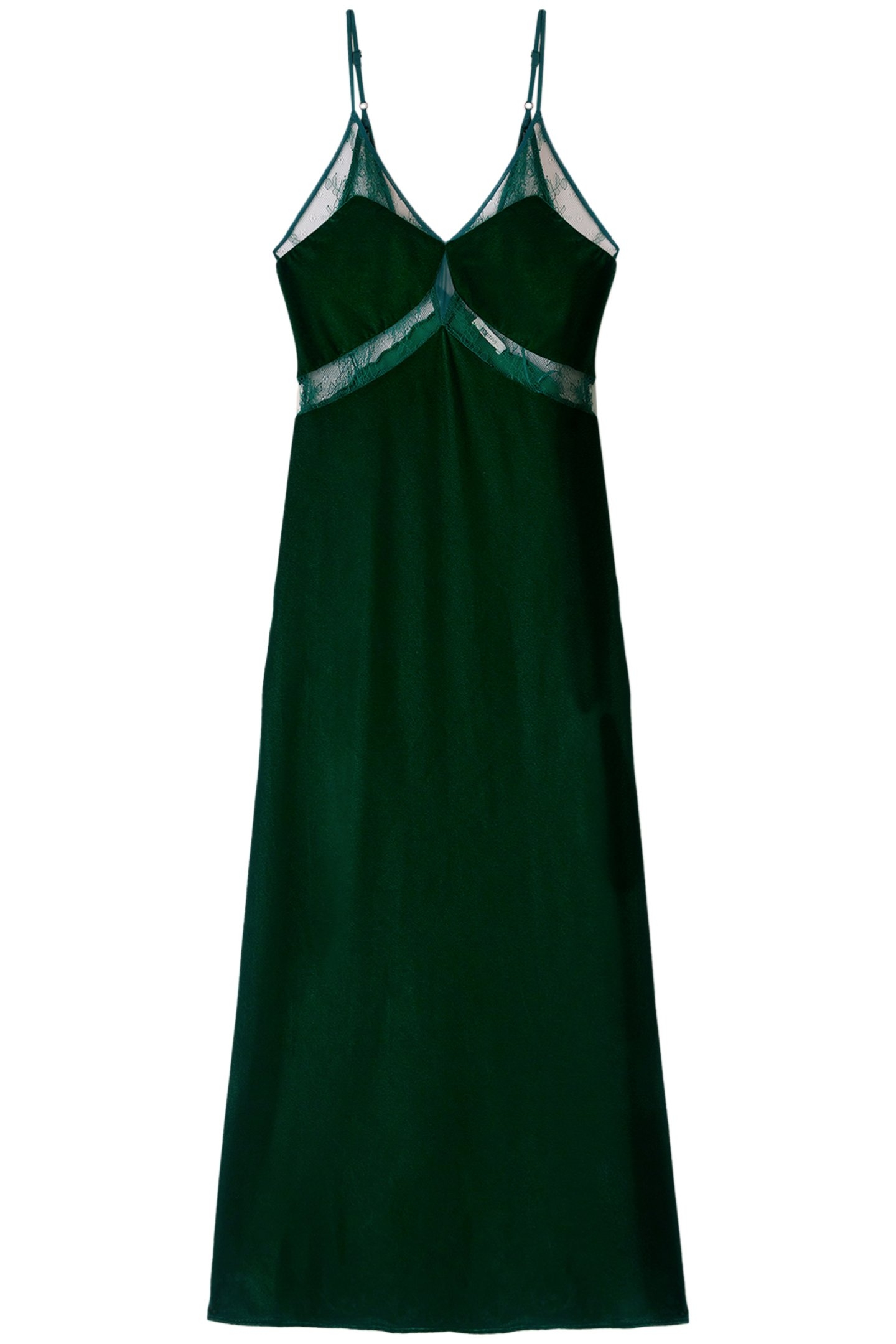 SMOOTH VELVET AND LACE LINGERIE DRESS GREEN 3