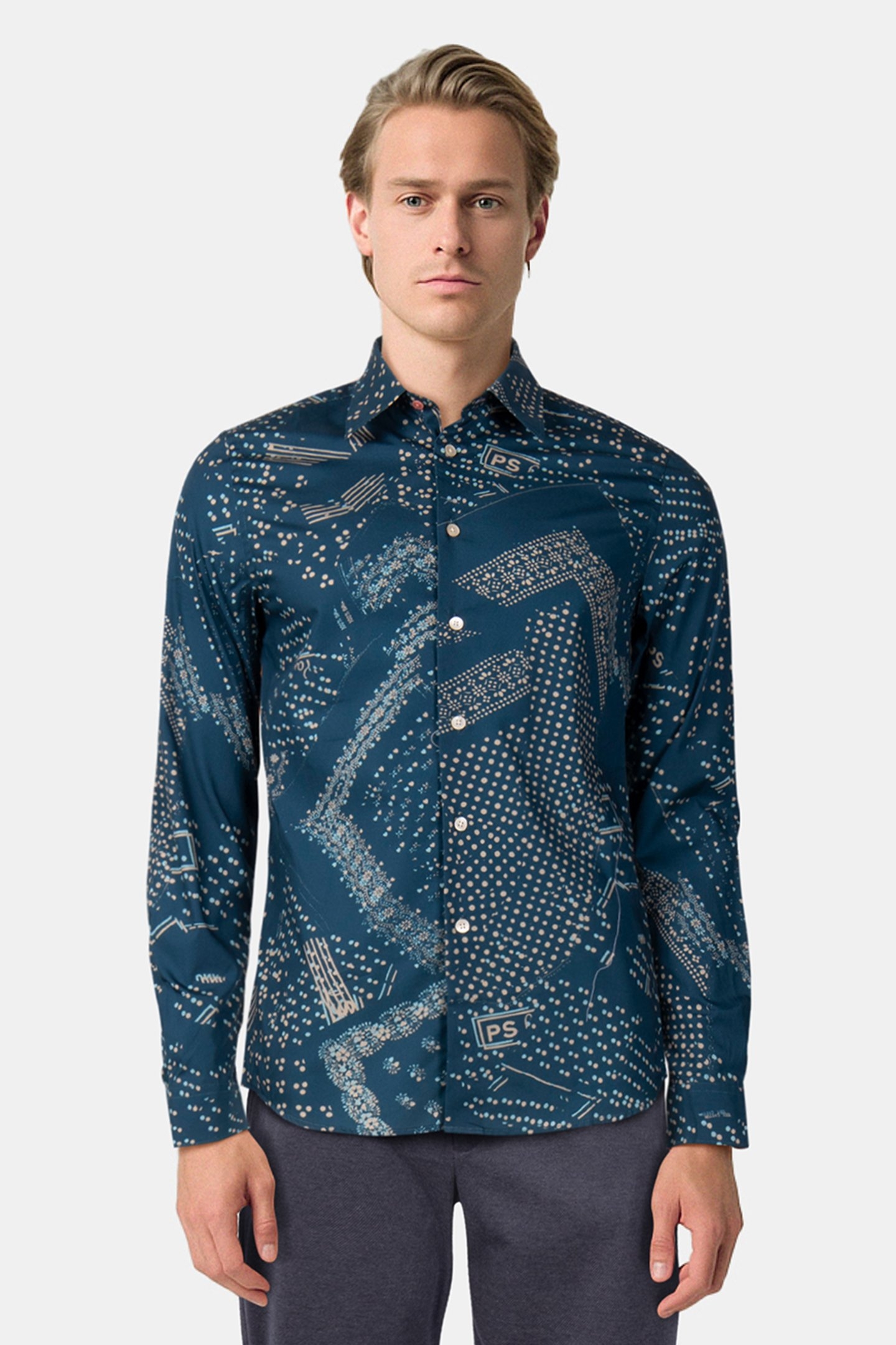 LS TAILORED FIT SHIRT INKY BLUE 1