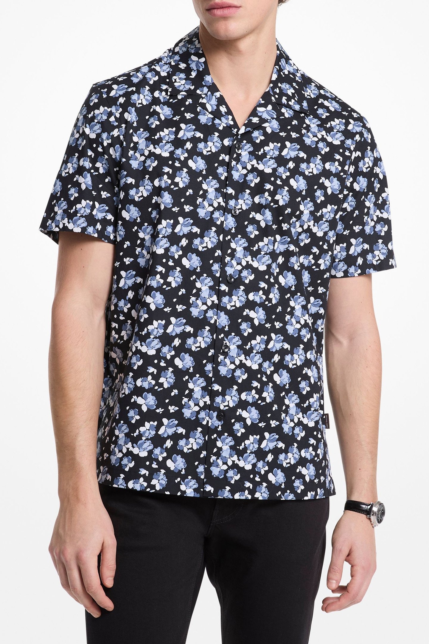 SHORT SLEEVE FLORAL PRINT SHIRT IN BLUE 1