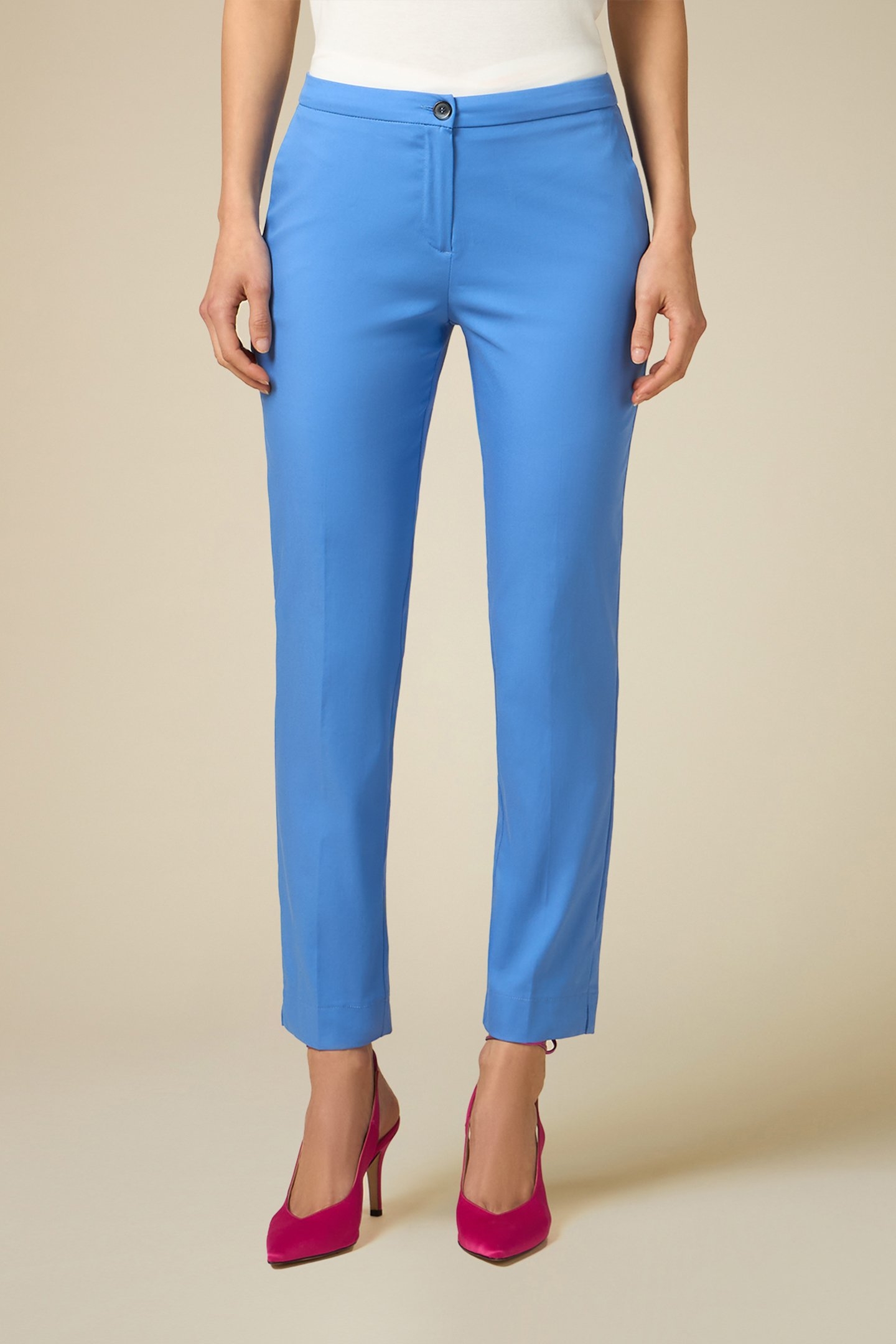 BASIC COTTON-BLEND TROUSERS BLUE 1
