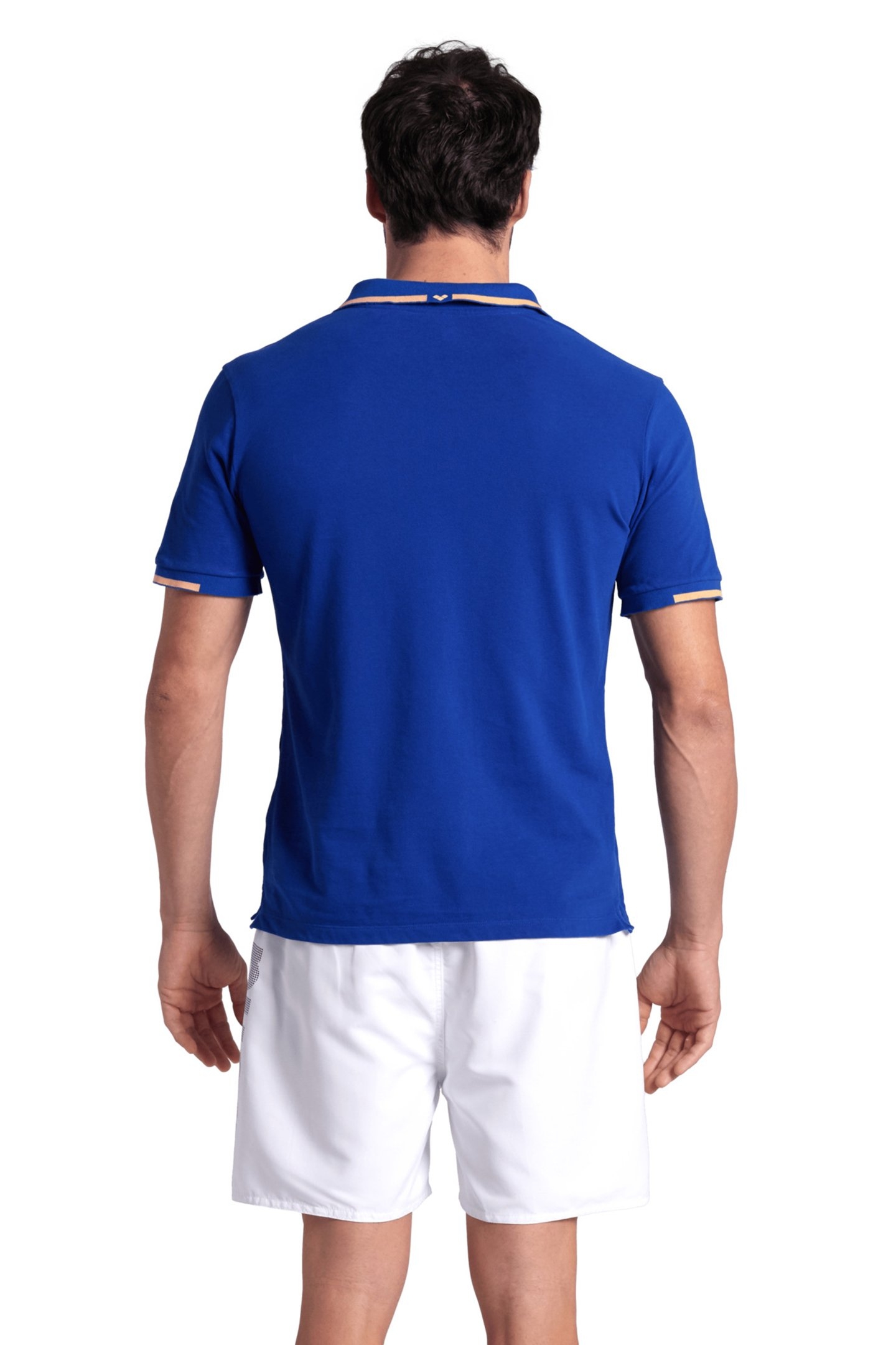 MEN'S POLOSHIRT ARENA TRIM COTTON PIQUET ROYAL-SALMON PINK 2