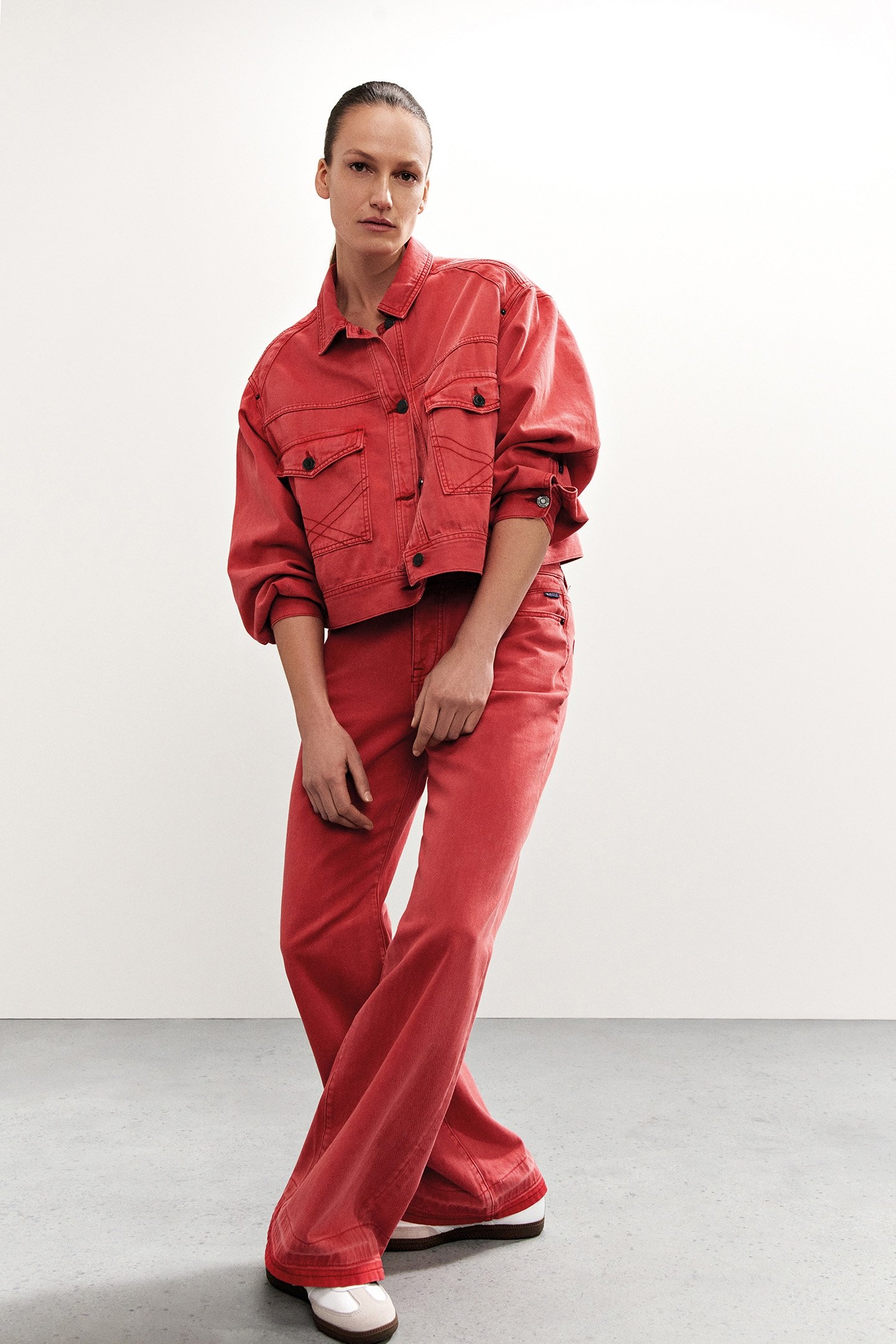 WIDE LEG JEANS COLOURED DENIM REDS 7