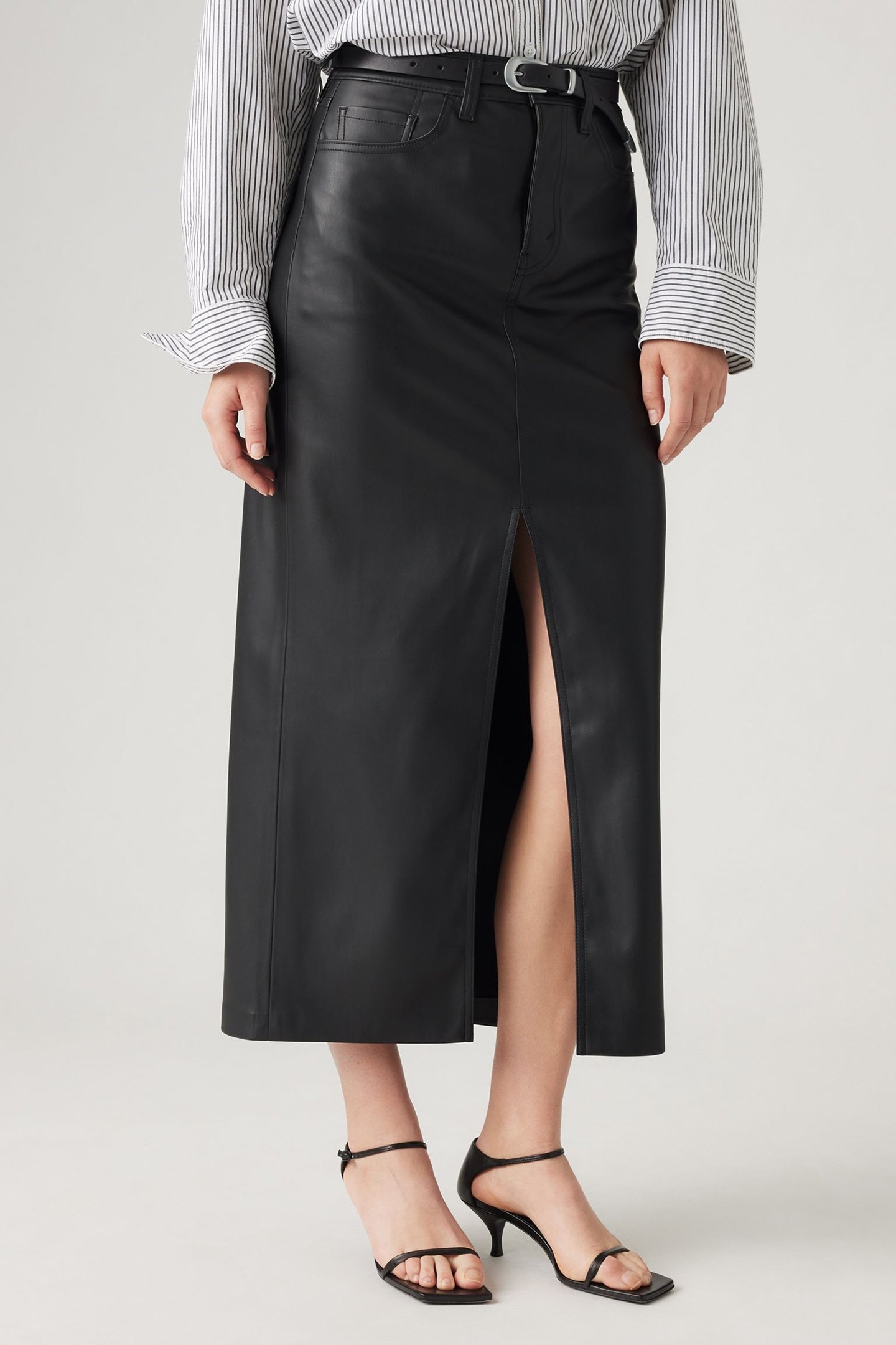 ANKLE COLUMN SKIRT FL LEATHER NIGHT 1