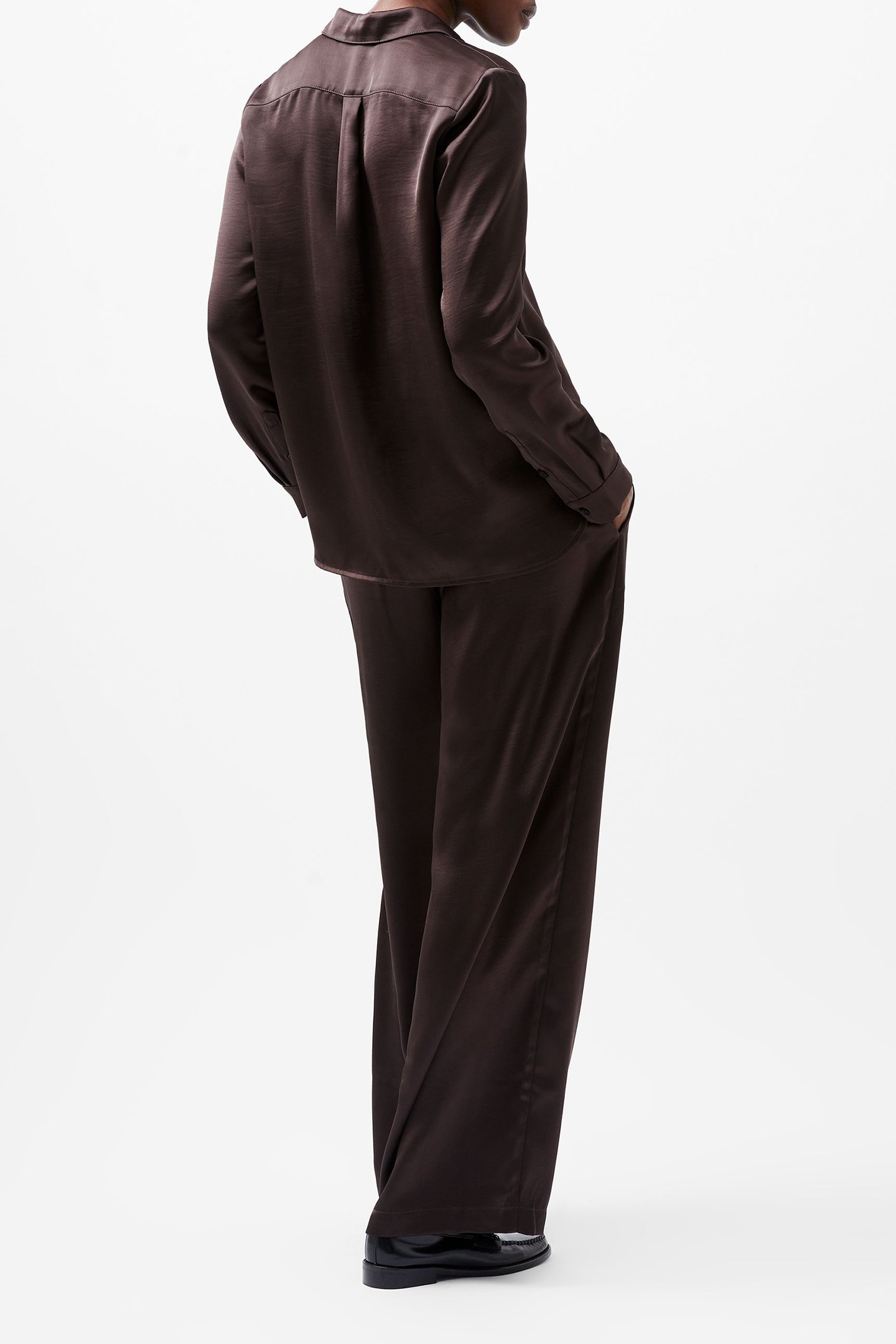 IRINA SATIN SHIRT CHOCOLATE GANACHE 3