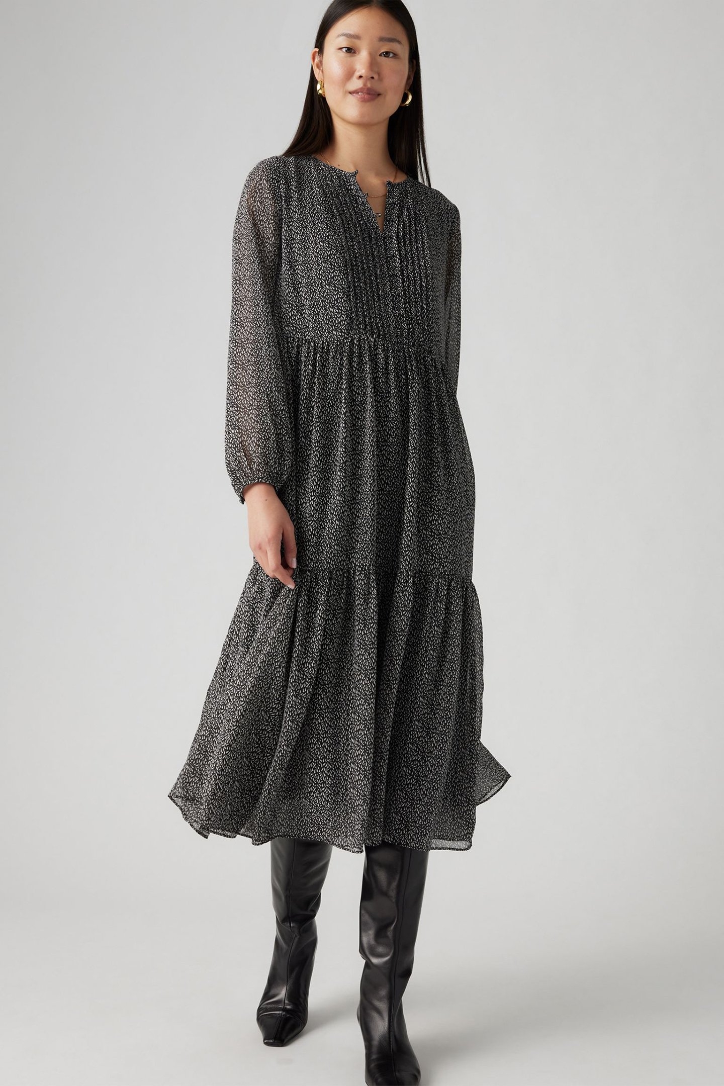 CIELO GEORGETTE DRESS LINO GEO CAVIAR 5