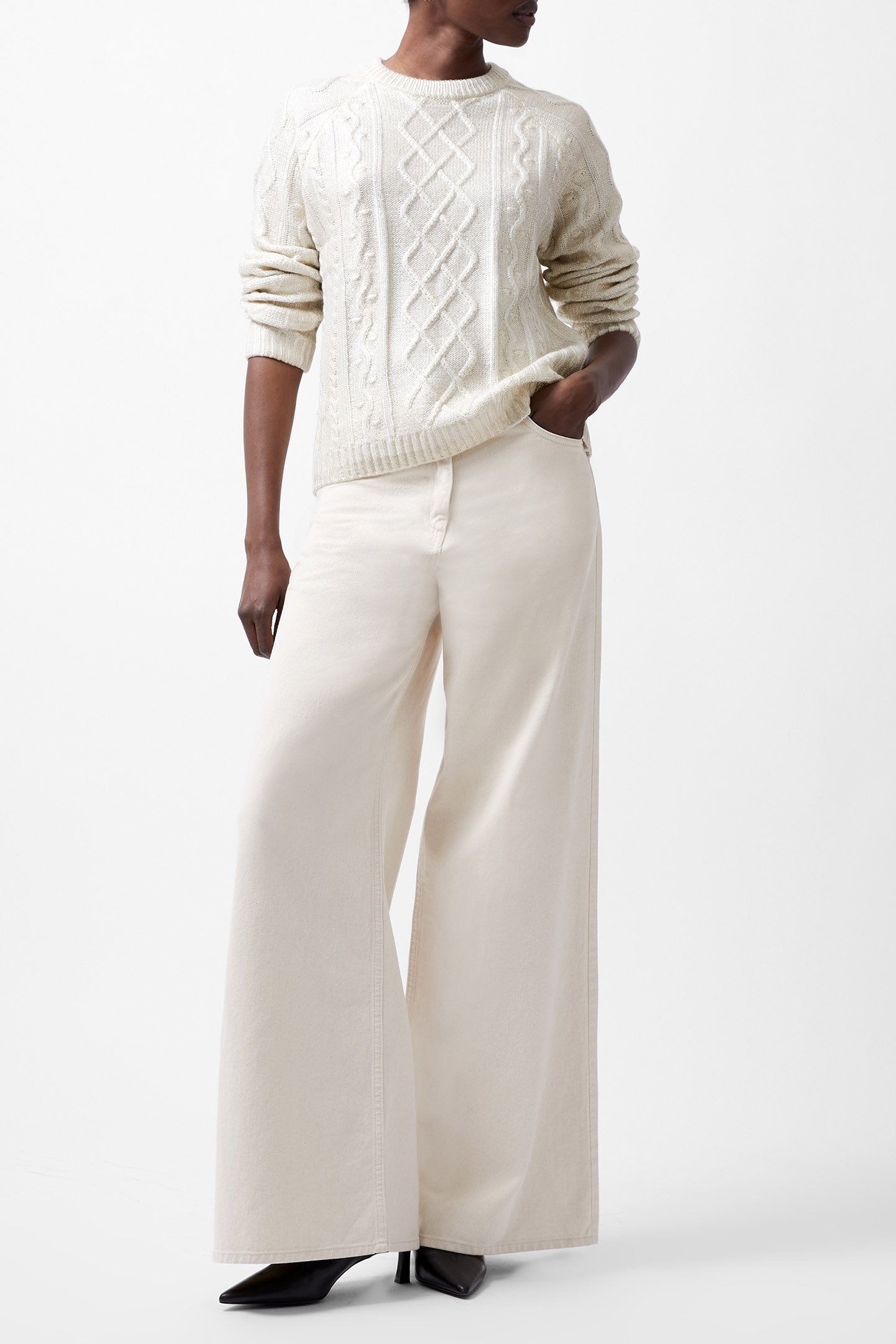 OTILIA FOIL CREW NK JUMPER WINTER WHITE 2