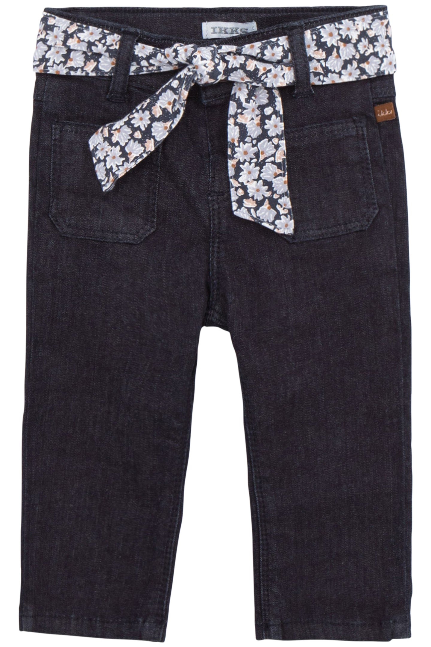 JEAN FLARE RAW BELT-SCARF FLOWERS BABY GIRL 1