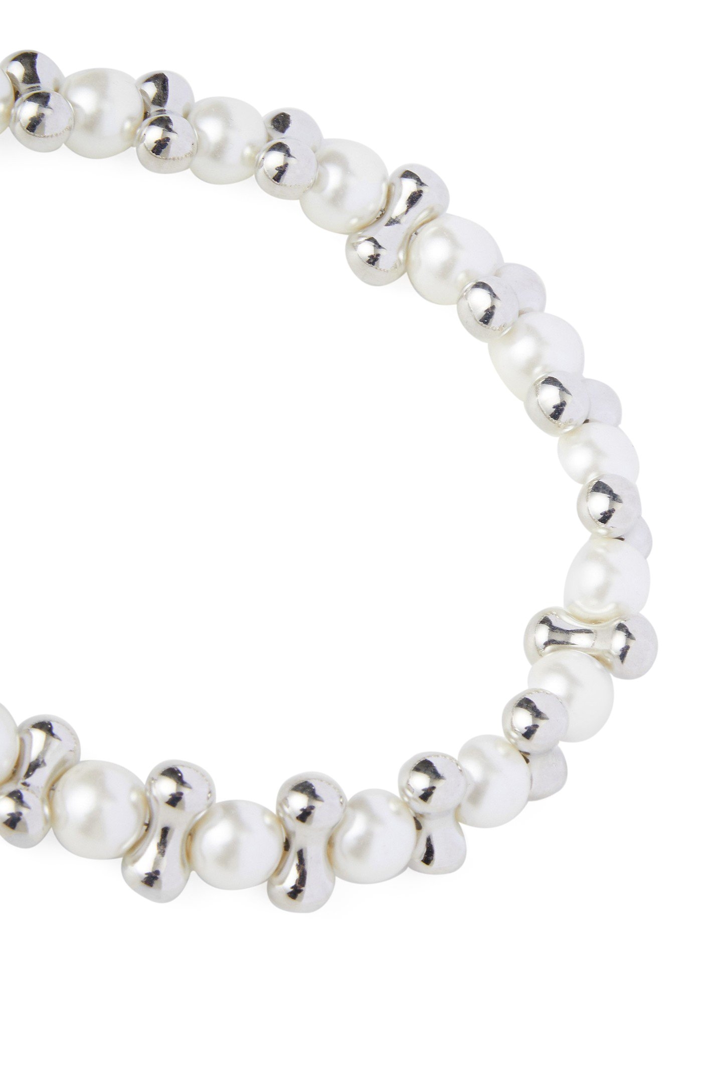 LARGE PEARL AND BAR NECKLACE PEARL/SILVER 2