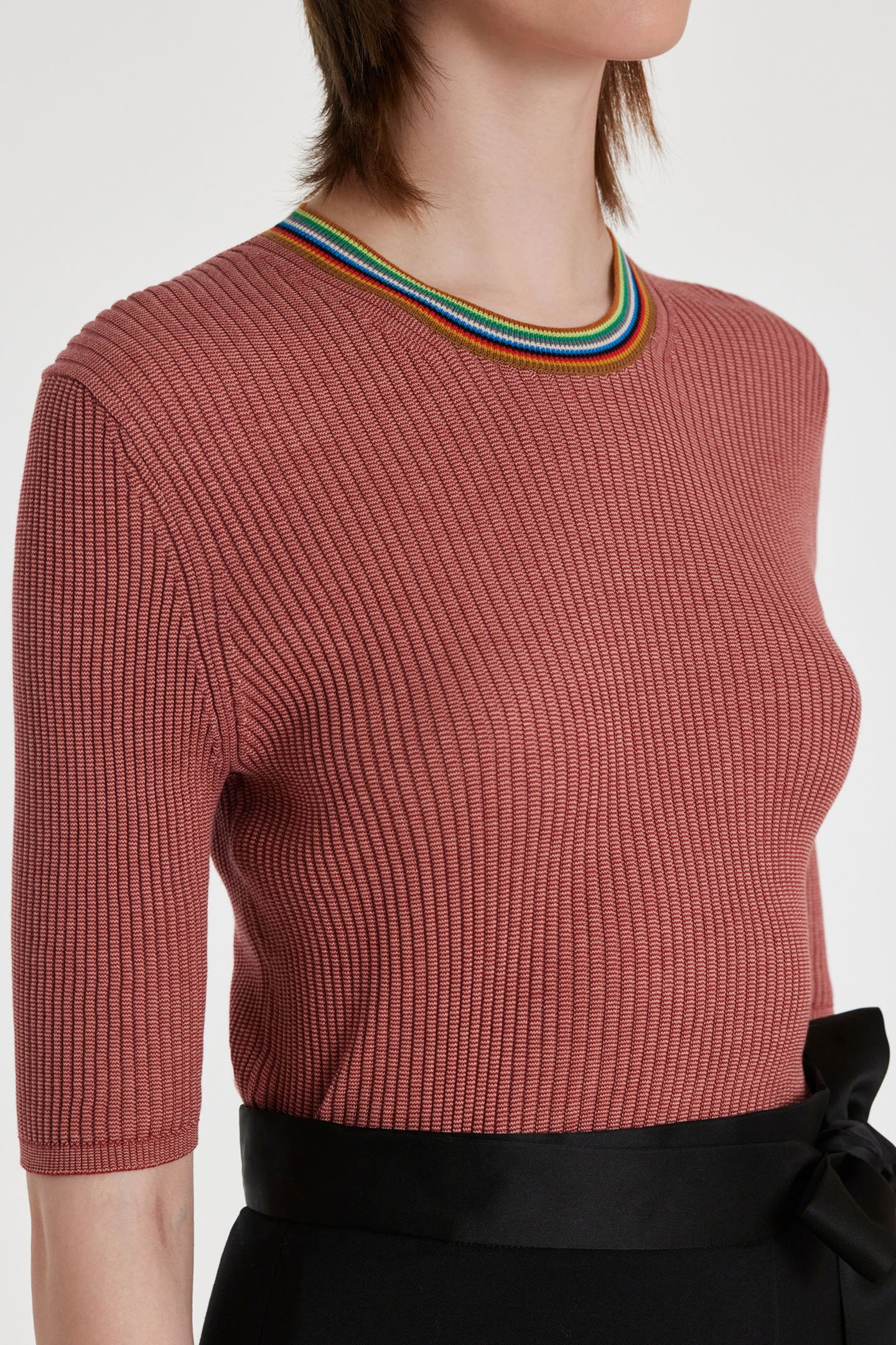KNITTED SS SWEATER CREW NECK CORAL RED 5