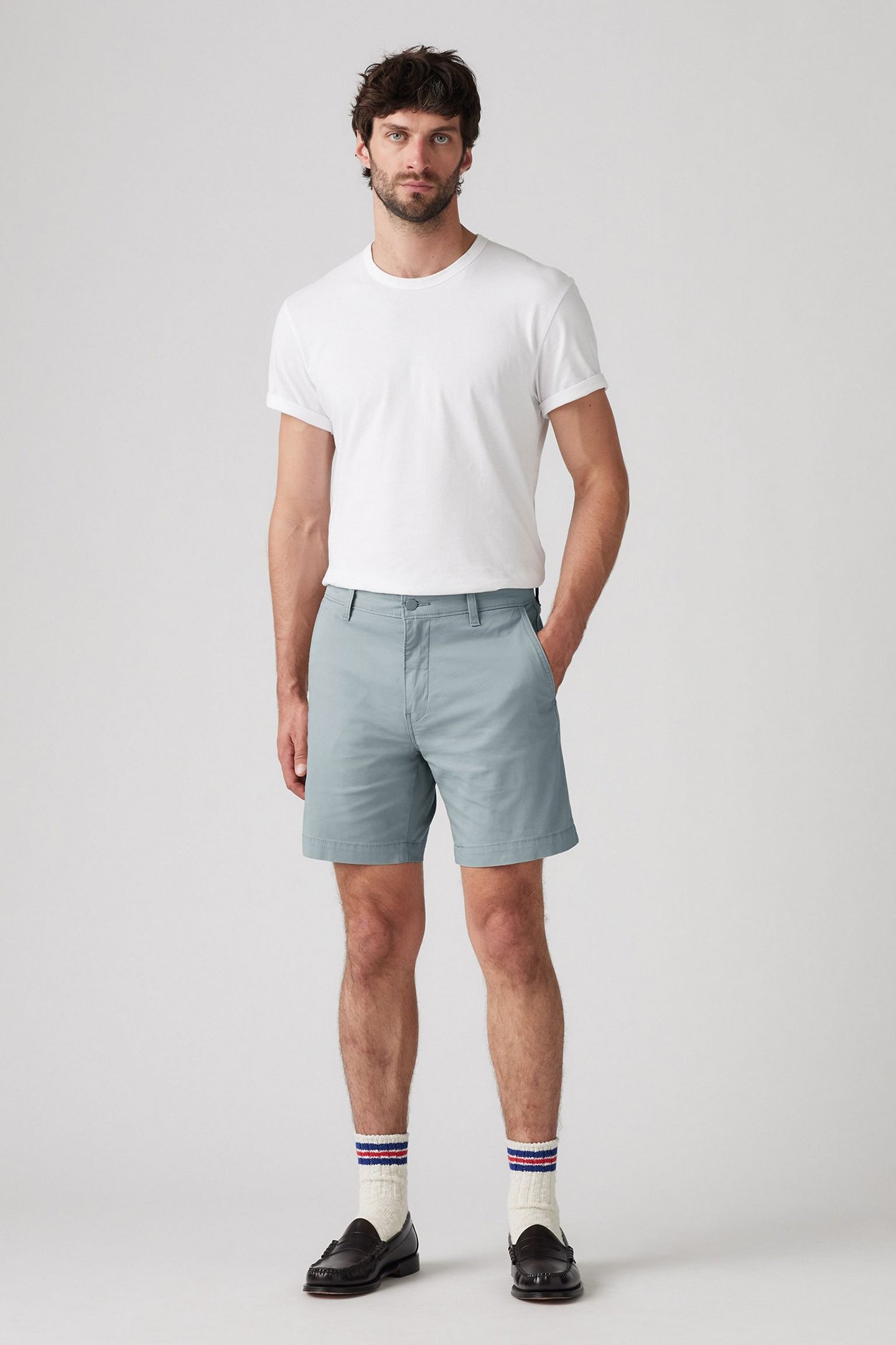 XX CHINO SHORTS II STEAM BLUE COTTON LINEN 1