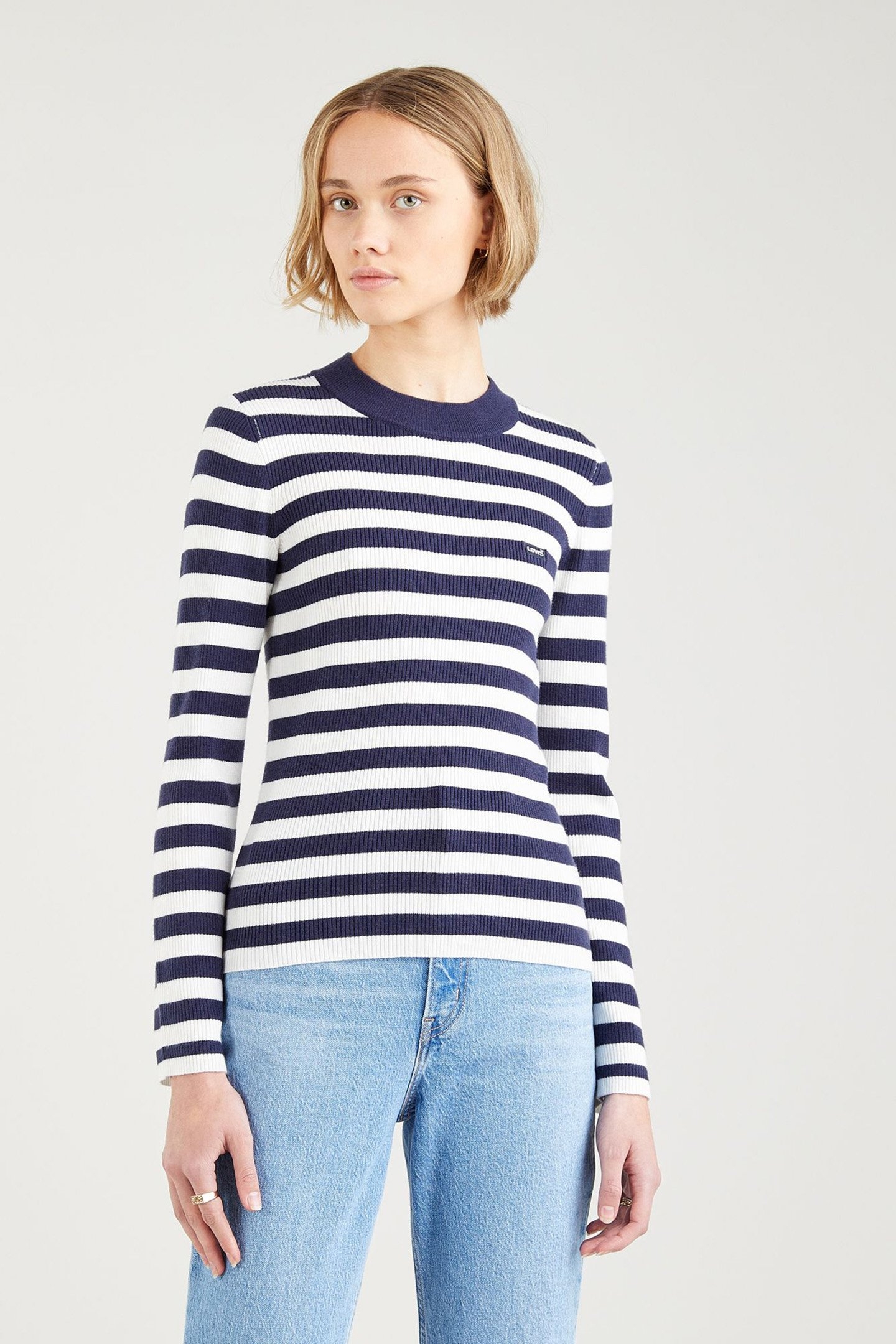 RIB CREW SWEATER OREO COOKIE MULTI STRIP 1