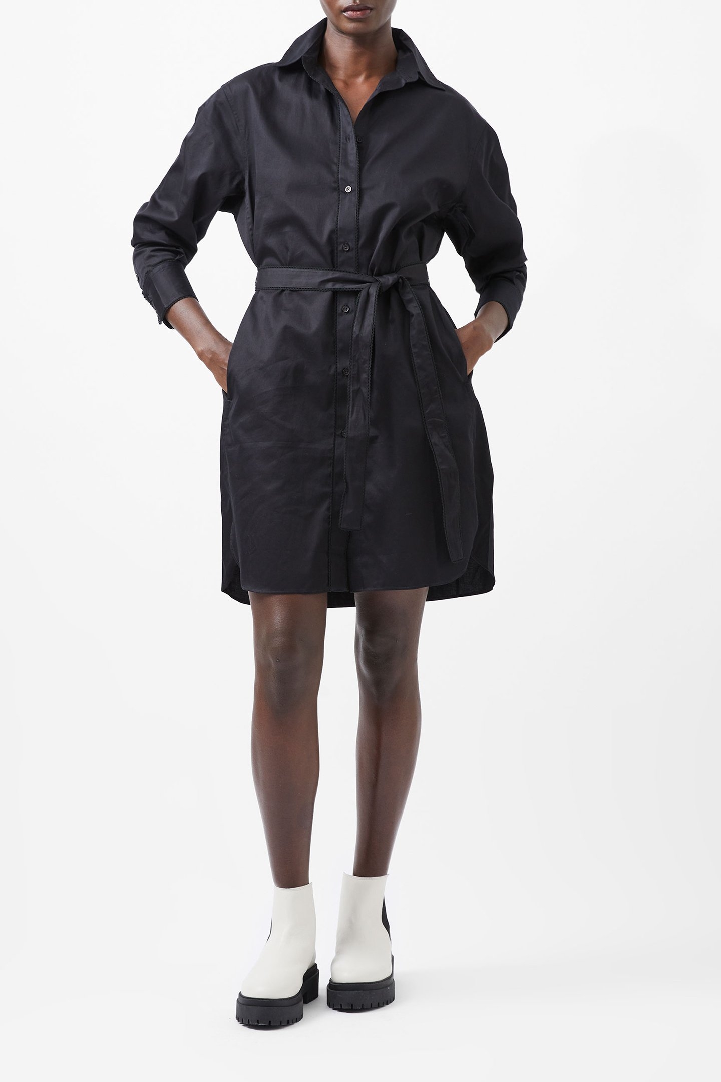 ALEXIS LS SHIRT DRESS BLACKOUT 1