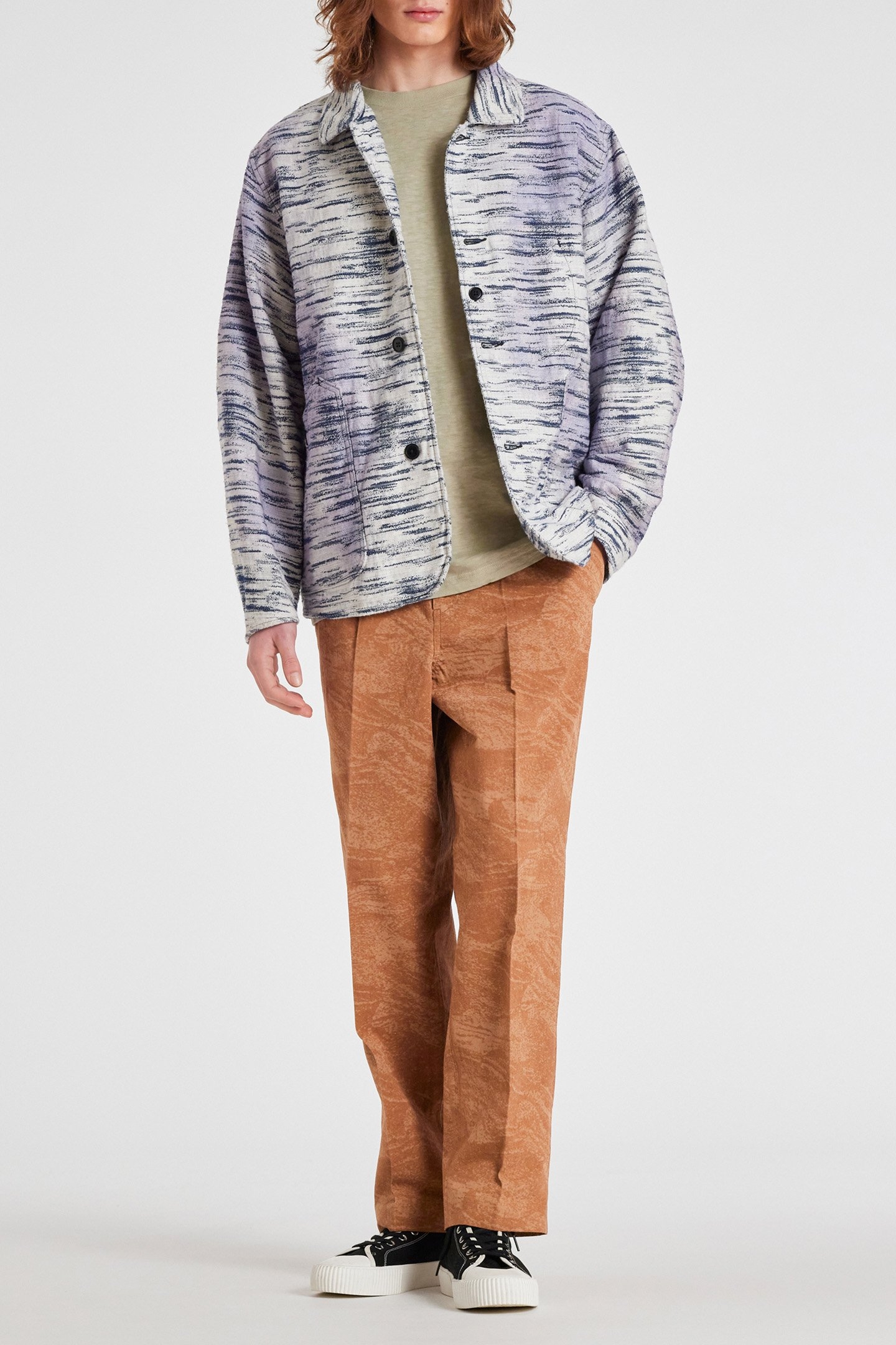 MENS GREY GREEN TSHIRT COASTAL PRINT GREY BEIGE 4