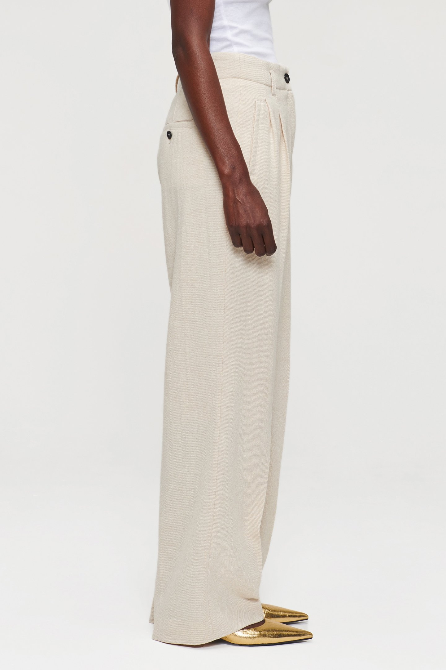COTTON WOOL MIX PLEATED PANTS SIMPLY TAUPE 6