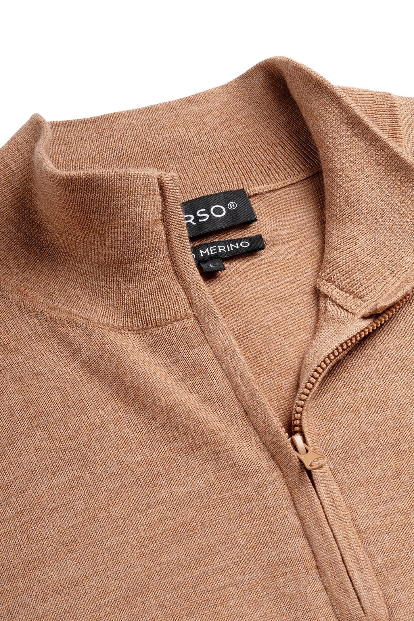 ZIP UP 100% MERINO TUSCAN CAMEL 6