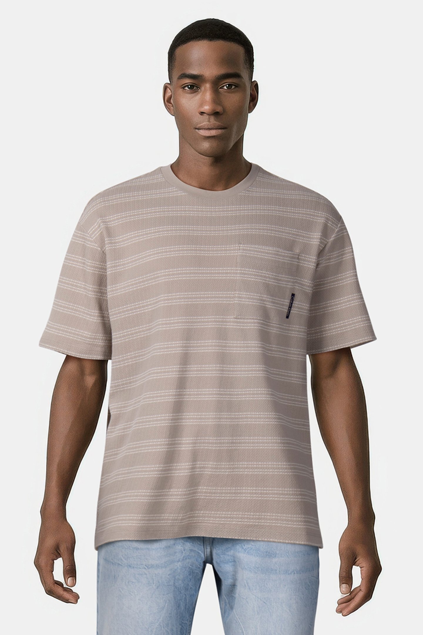 SS STRIPE JACQUARD PLAZA TAUPE 1